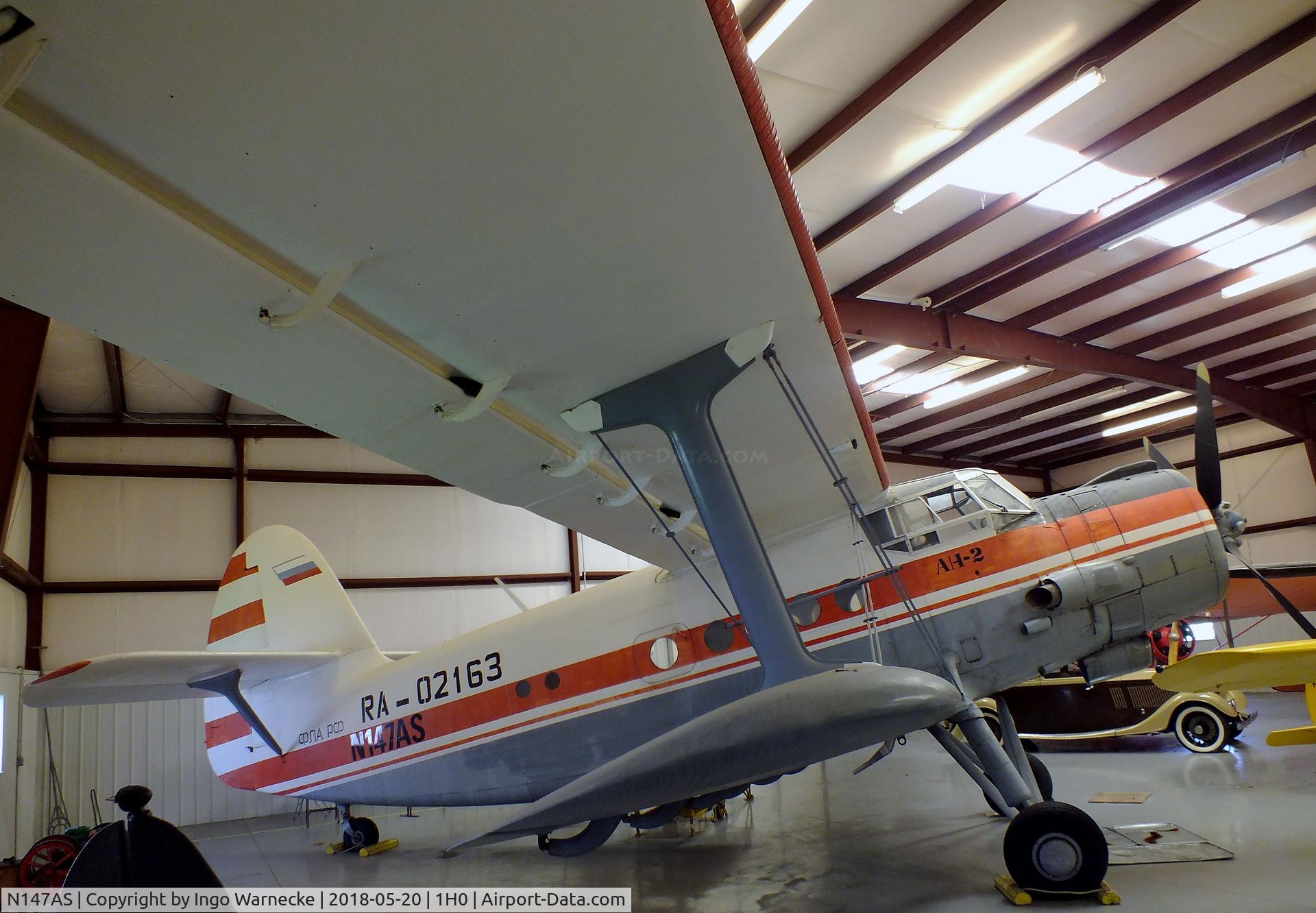 N147AS, Antonov An-2 C/N 1G13245, Antonov An-2 COLT at the Aircraft Restoration Museum at Creve Coeur airfield, Maryland Heights MO