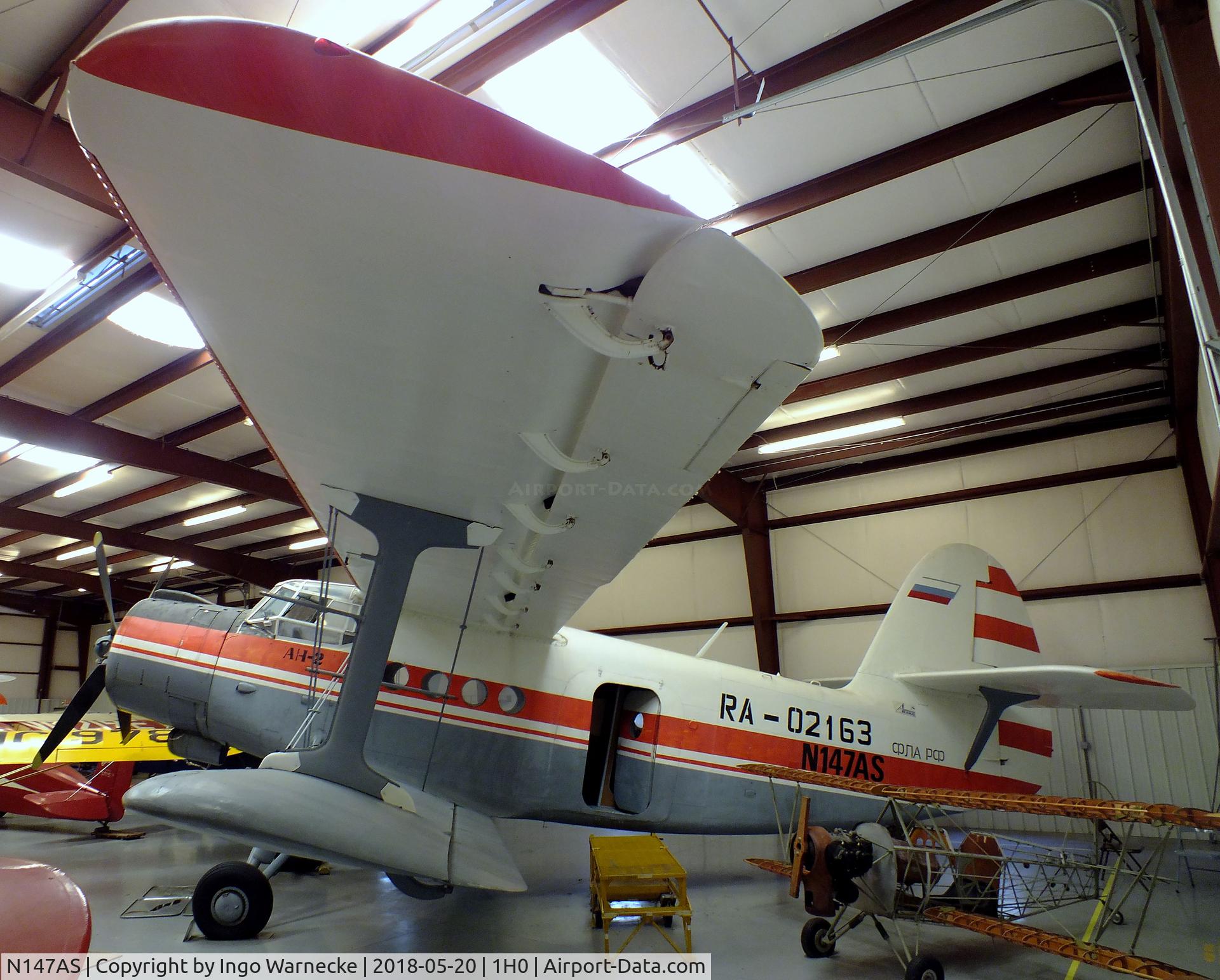 N147AS, Antonov An-2 C/N 1G13245, Antonov An-2 COLT at the Aircraft Restoration Museum at Creve Coeur airfield, Maryland Heights MO