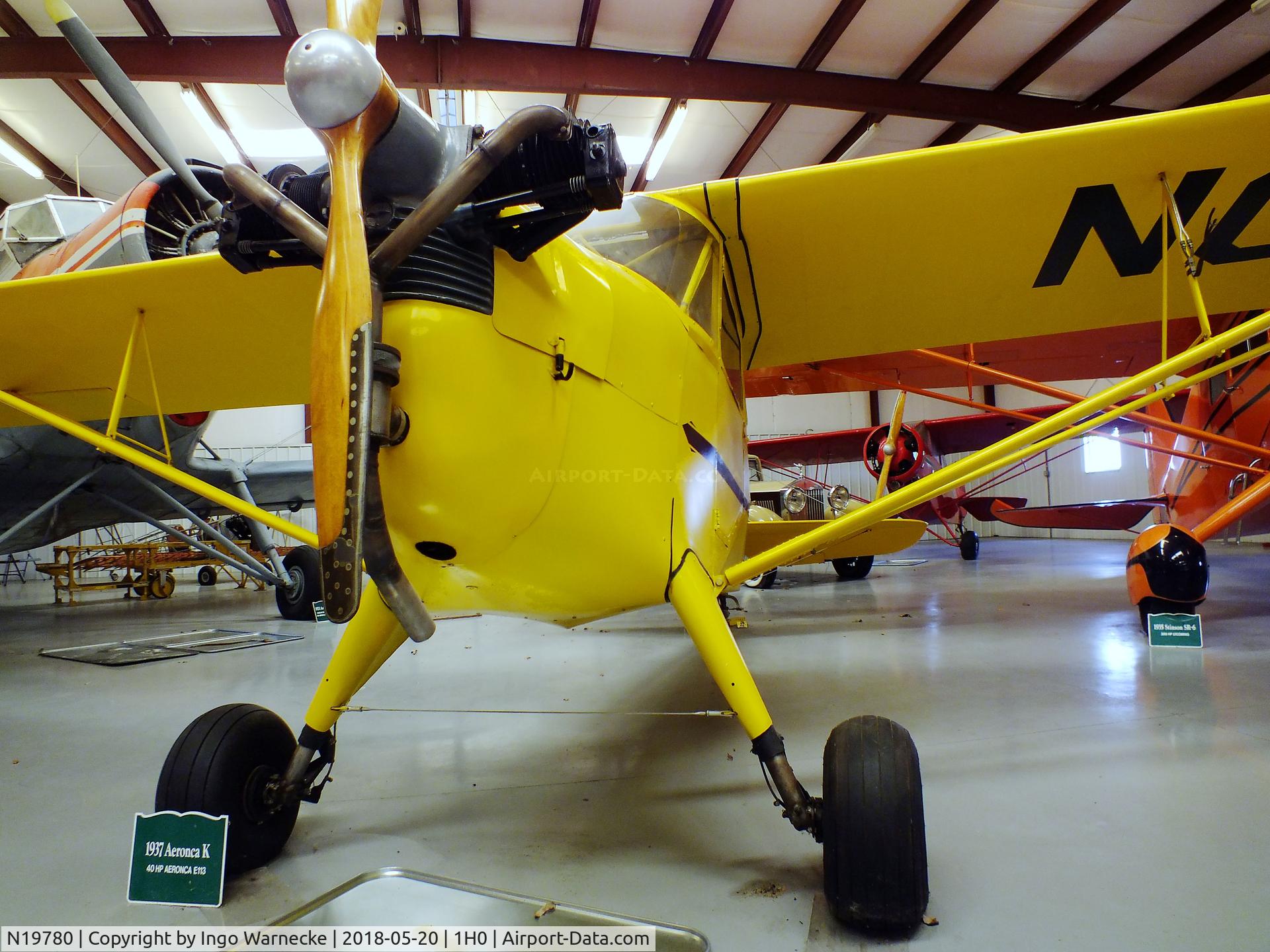 N19780, 1937 Aeronca K C/N 265, Aeronca K at the Aircraft Restoration Museum at Creve Coeur airfield, Maryland Heights MO