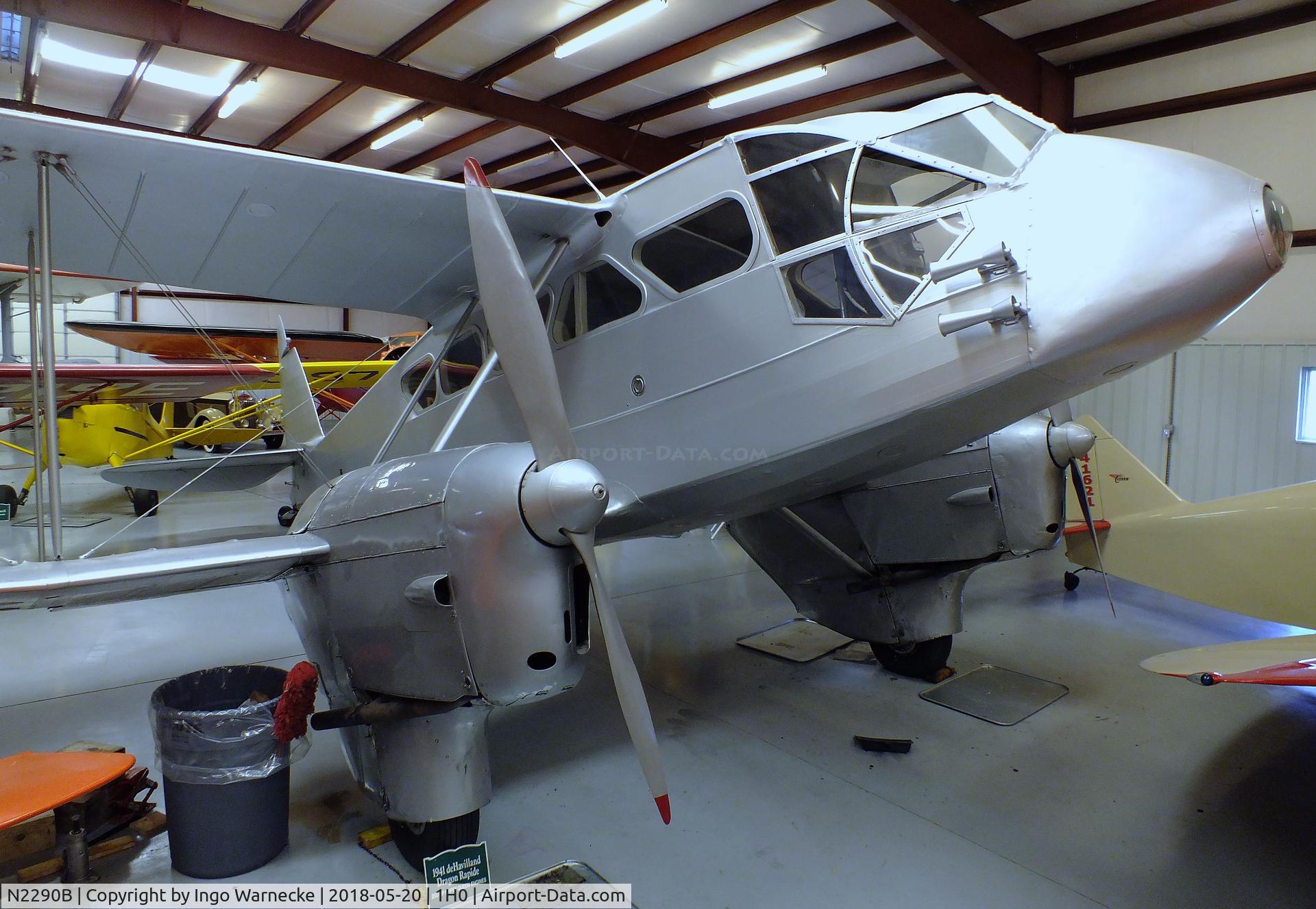 N2290B, 1941 De Havilland DH-89A Dragon Rapide C/N 6588, De Havilland D.H.89 Dragon Rapide at the Aircraft Restoration Museum at Creve Coeur airfield, Maryland Heights MO