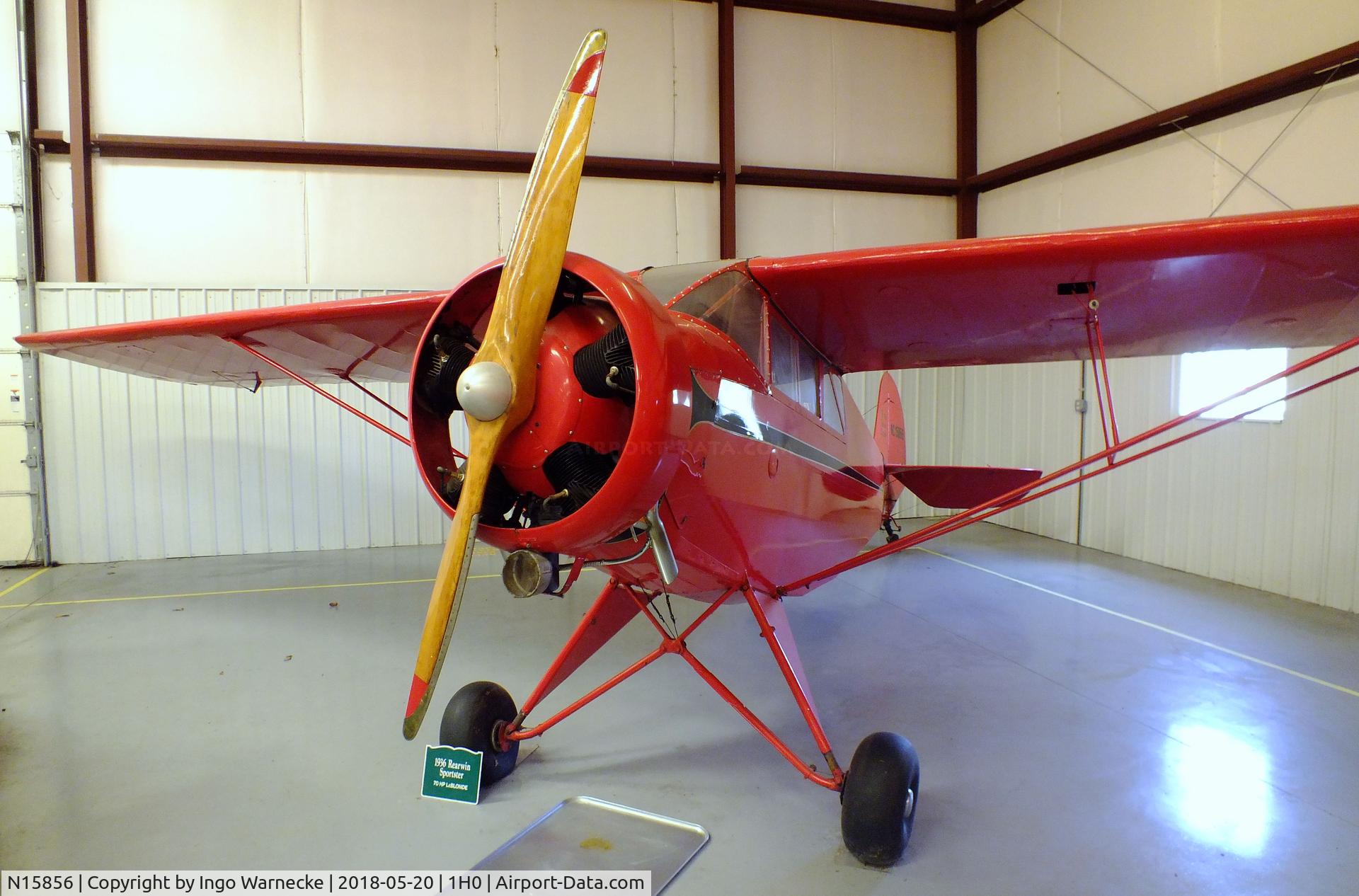 N15856, 1936 Rearwin 7000 C/N 457, Rearwin 7000 Sportster at the Aircraft Restoration Museum at Creve Coeur airfield, Maryland Heights MO