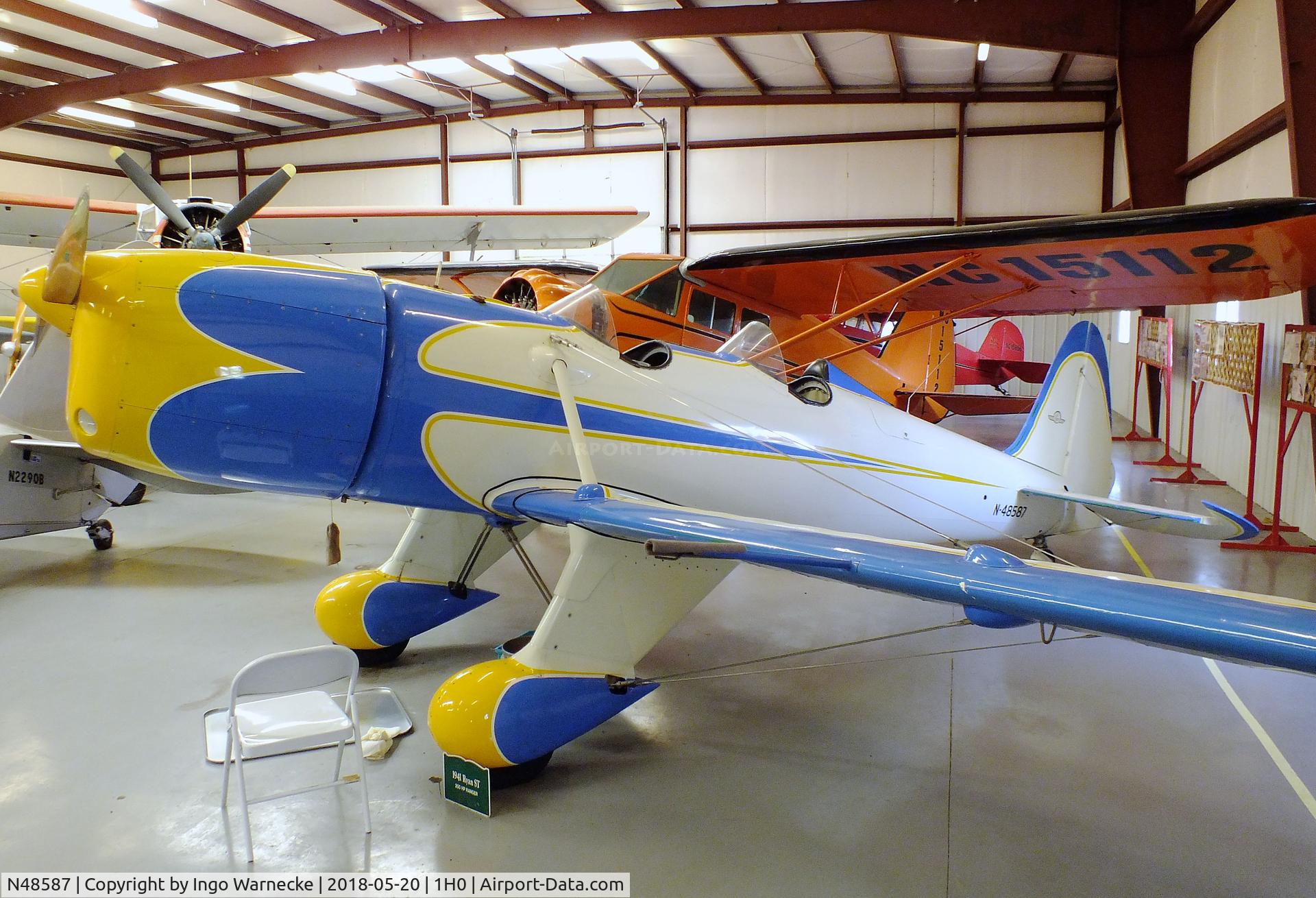 N48587, 1942 Ryan Aeronautical ST3KR C/N 2073, Ryan ST-3 with Ranger 6 engine at the Aircraft Restoration Museum at Creve Coeur airfield, Maryland Heights MO