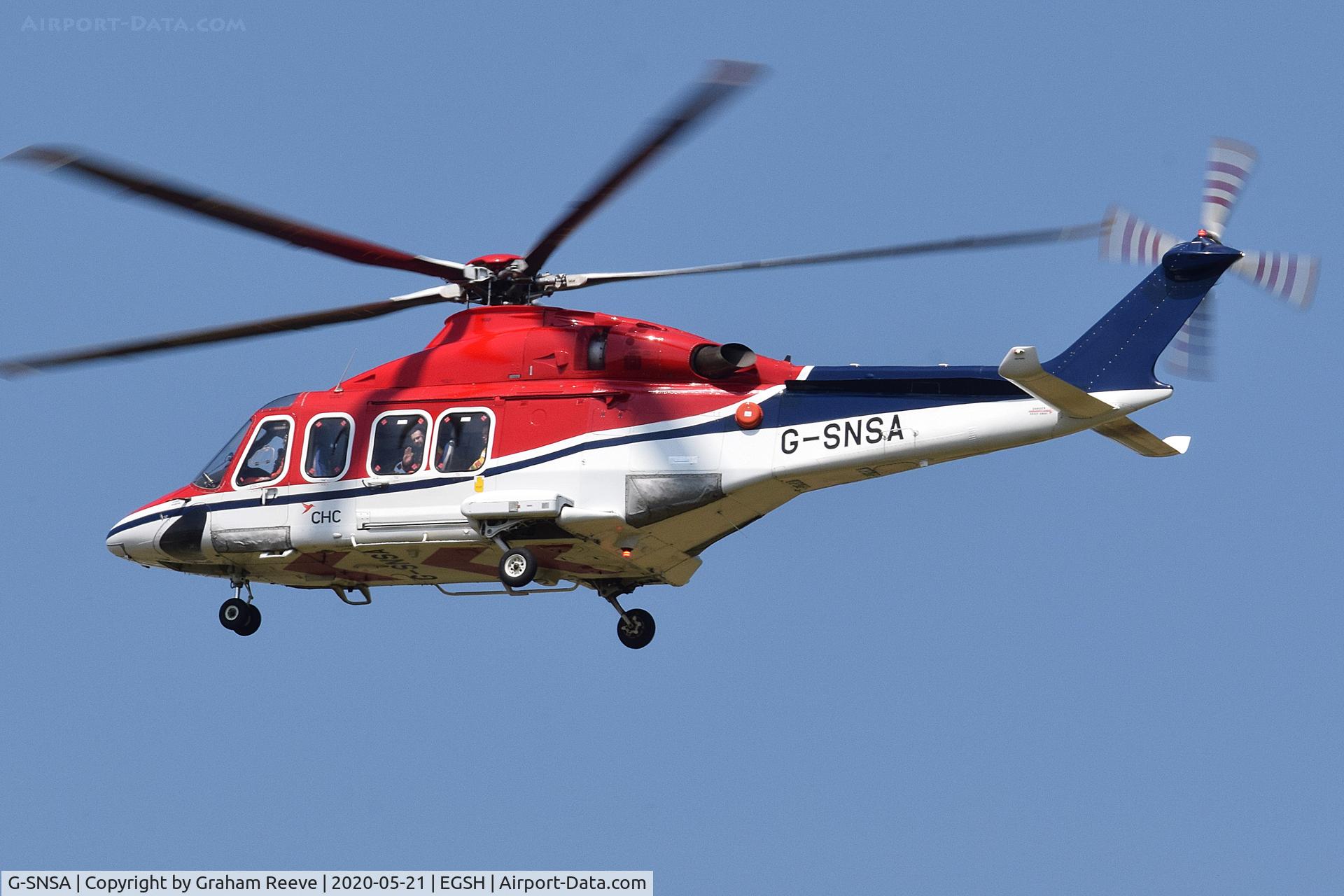 G-SNSA, 2010 AgustaWestland AW-139 C/N 31308, Landing at Norwich.