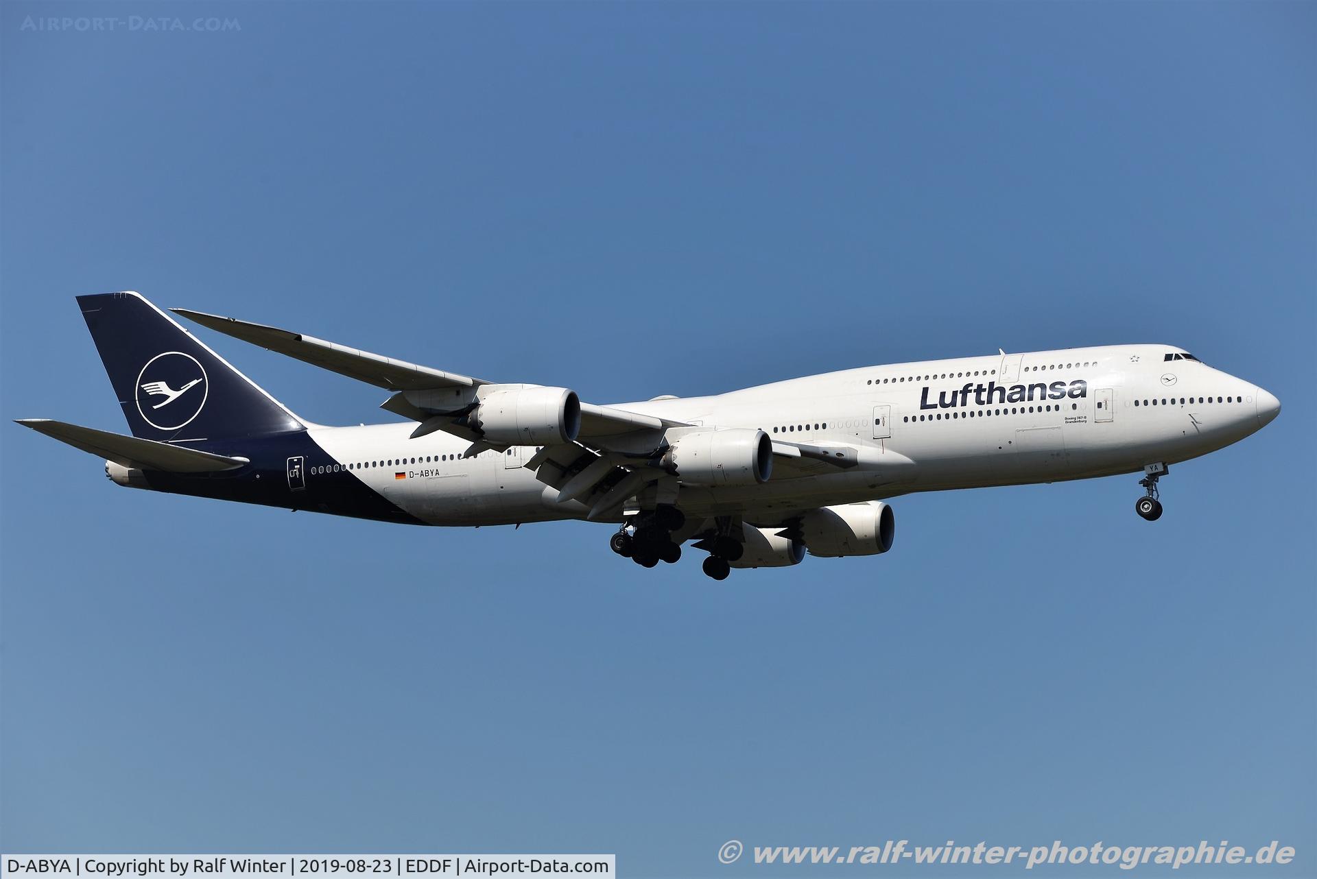 D-ABYA, 2012 Boeing 747-830 C/N 37827, Boeing 747-830 - LH DLH Lufthansa 'Brandenburg ' - 37827 - D-ABYA - 23.08.2019 - FRA