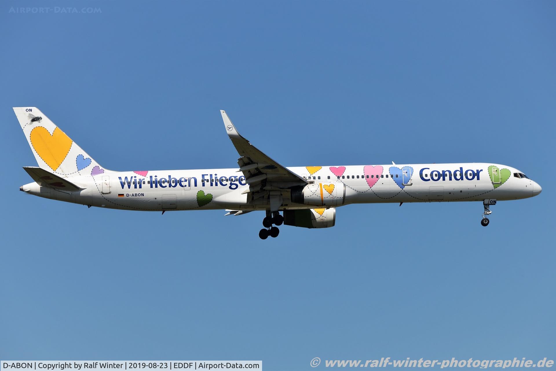 D-ABON, 2000 Boeing 757-330 C/N 29023, Boeing 757-330(W) - DE CFG Condor 'Wir lieben Fliegen' - 290023 - D-ABON - 23.08.2019 - FRA