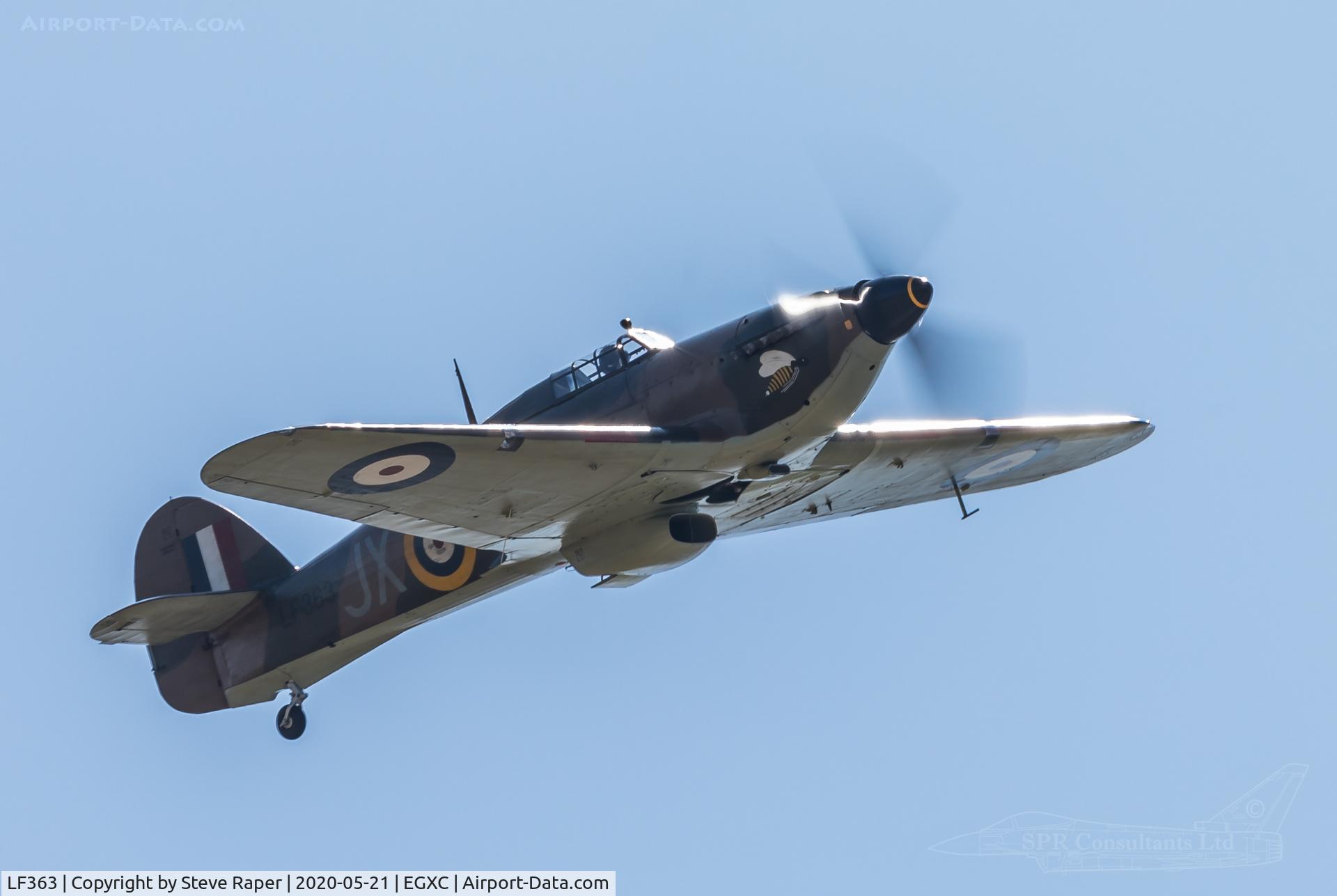 LF363, 1944 Hawker Hurricane IIC C/N 41H/469290, Departing RAF Coningsby on a hot and sunny day.