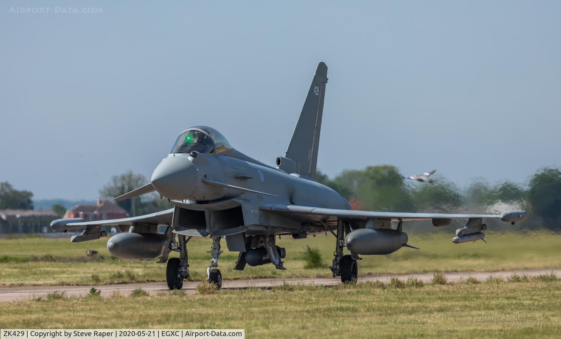 ZK429, 2017 Eurofighter EF-2000 Typhoon FGR4 C/N BS145, Taxiing for a sortie taken from crash gate 1. Roast pigeon anyone?