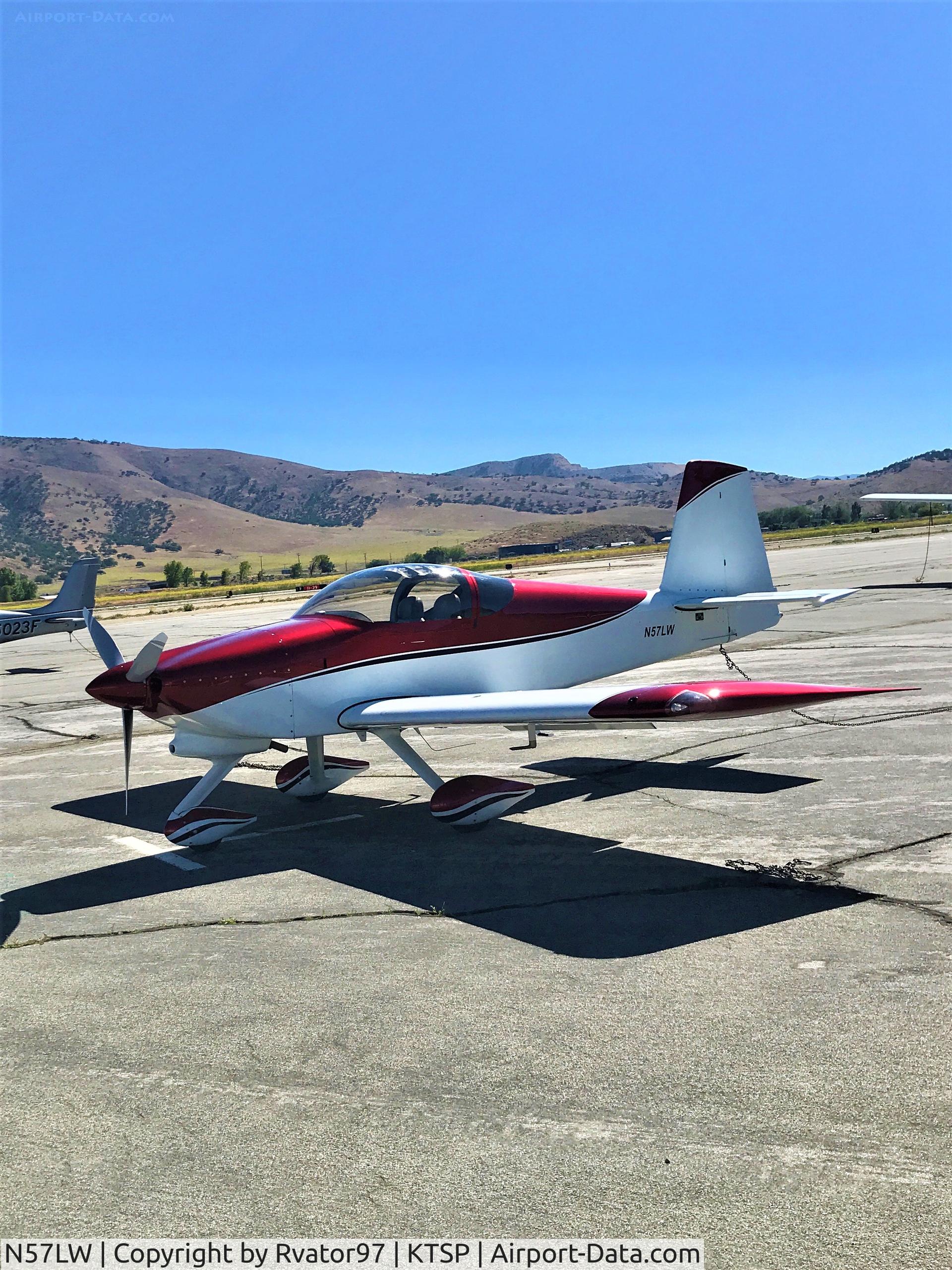N57LW, 2010 Vans RV-7A C/N 73476, 2010 RV-7A
Builder: Larry Westbrook
Current owner: Walt Hastings
Based @ KWHP