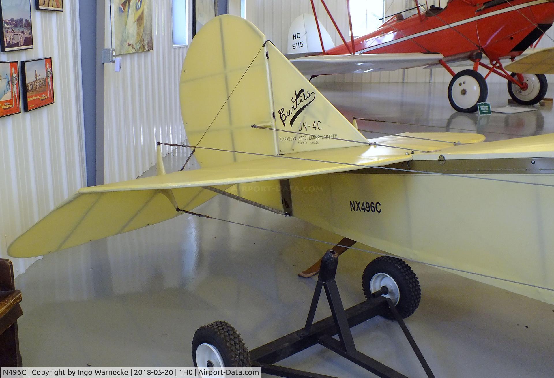 N496C, 1917 Curtiss (Canadian Aeroplane/McDaniels) JN4CAN C/N 496, Curtiss (Canadian Aeroplanes Ltd. / McDaniels) JN-4C Canuck at the Aircraft Restoration Museum at Creve Coeur airfield, Maryland Heights MO