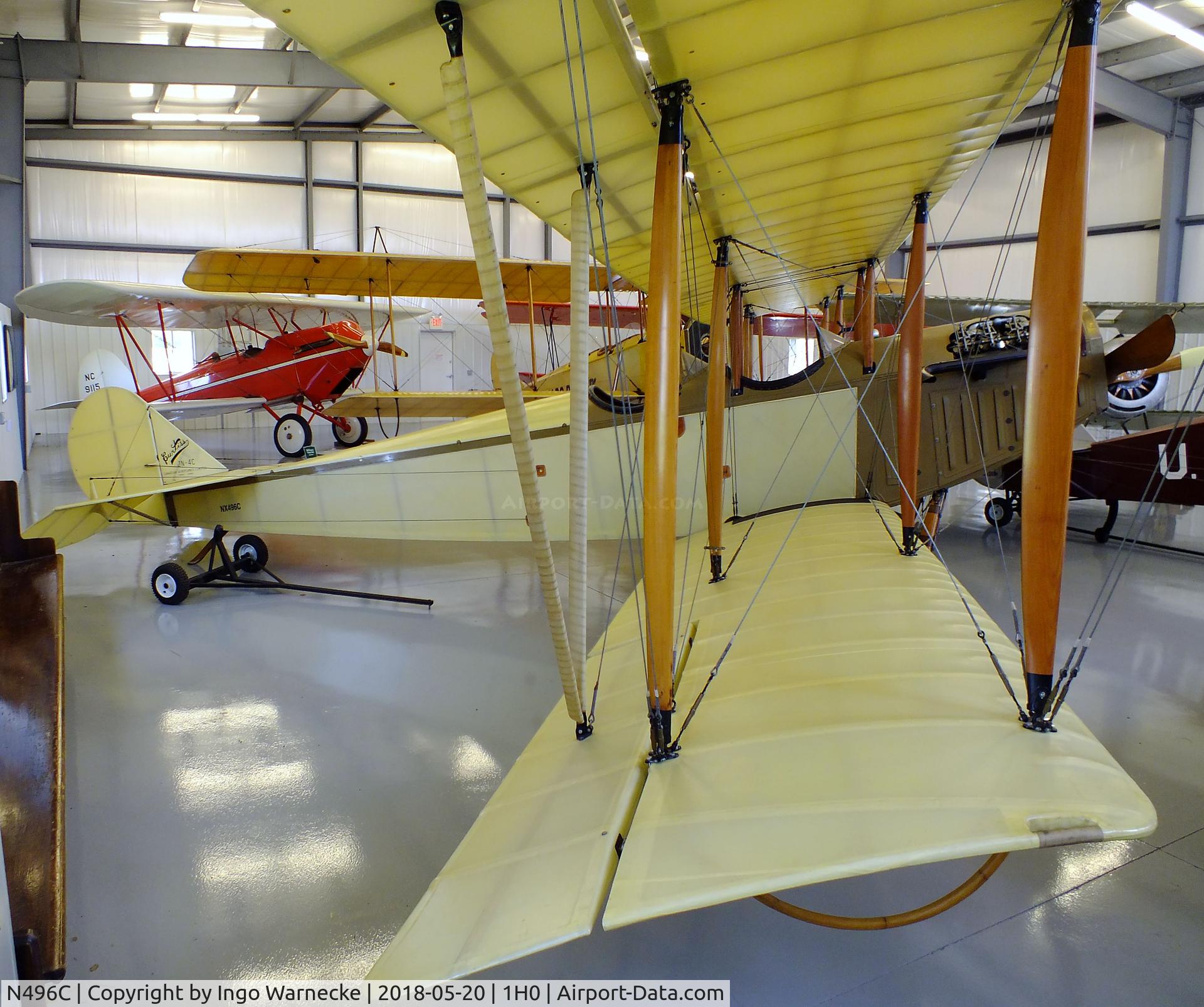 N496C, 1917 Curtiss (Canadian Aeroplane/McDaniels) JN4CAN C/N 496, Curtiss (Canadian Aeroplanes Ltd. / McDaniels) JN-4C Canuck at the Aircraft Restoration Museum at Creve Coeur airfield, Maryland Heights MO
