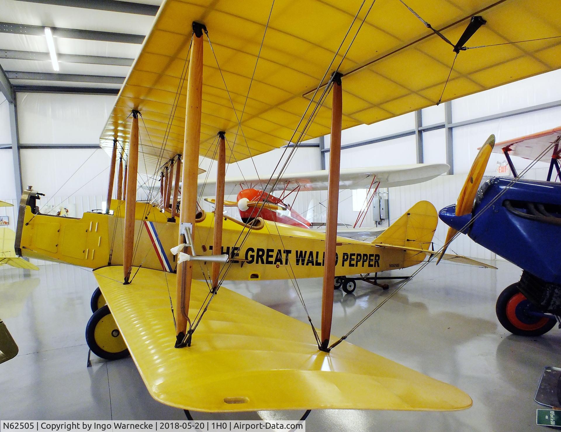 N62505, Folsom J-1 STANDARD C/N T-4595, Standard (Folsom) J-1 (minus engine/propeller) as used in the movie 'The Great Waldo Pepper' at the Aircraft Restoration Museum at Creve Coeur airfield, Maryland Heights MO