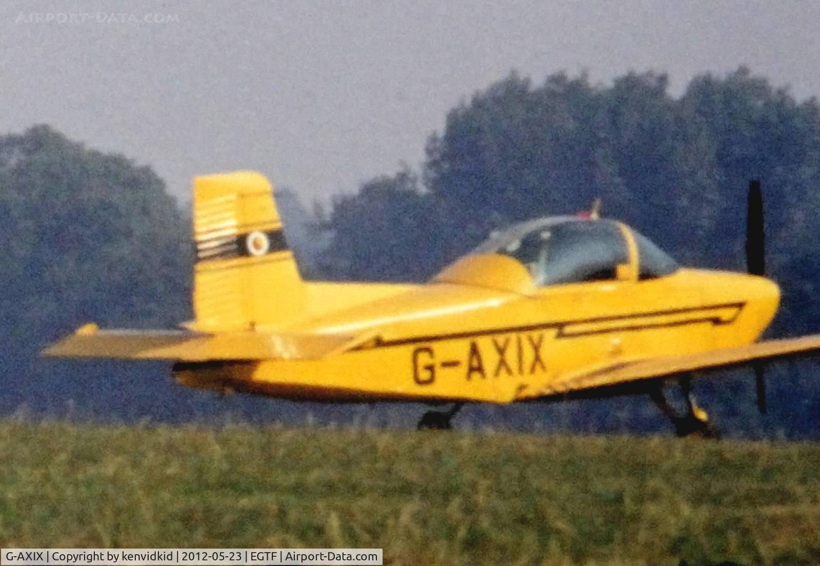 G-AXIX, 1969 AESL Glos-Airtourer Super 150/T4 C/N A527, At Fairoaks in the mid 1970's.
Copied from slide.