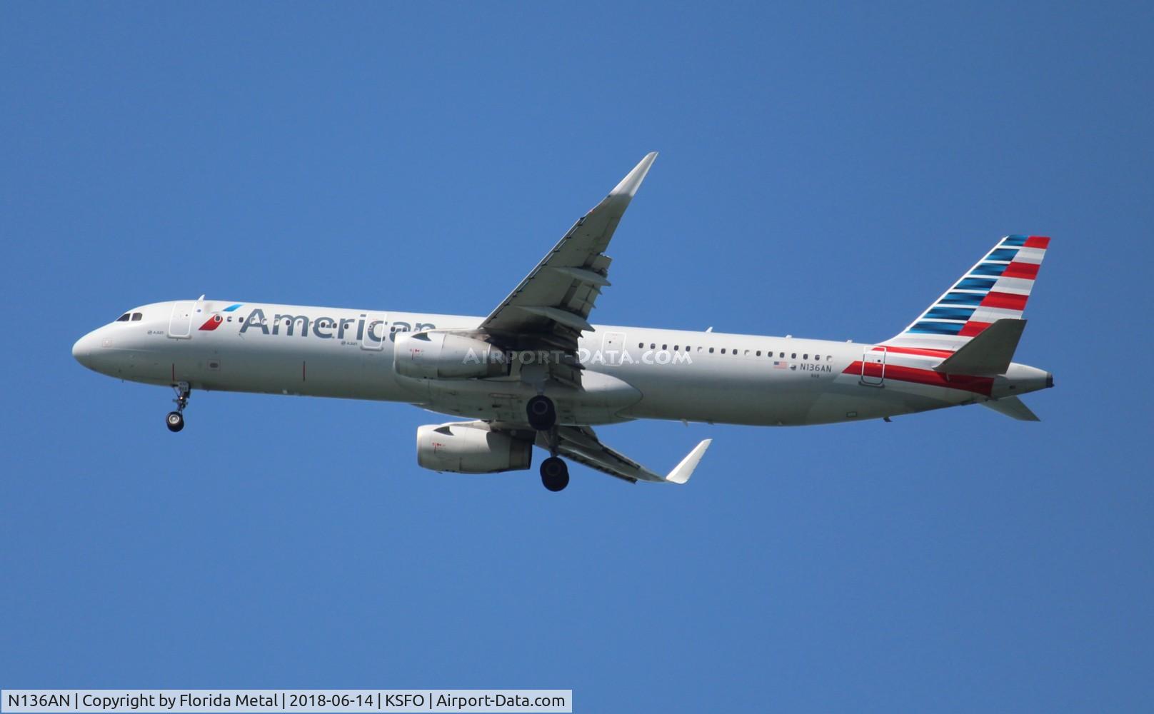 N136AN, 2015 Airbus A321-231 C/N 6532, SFO 2018