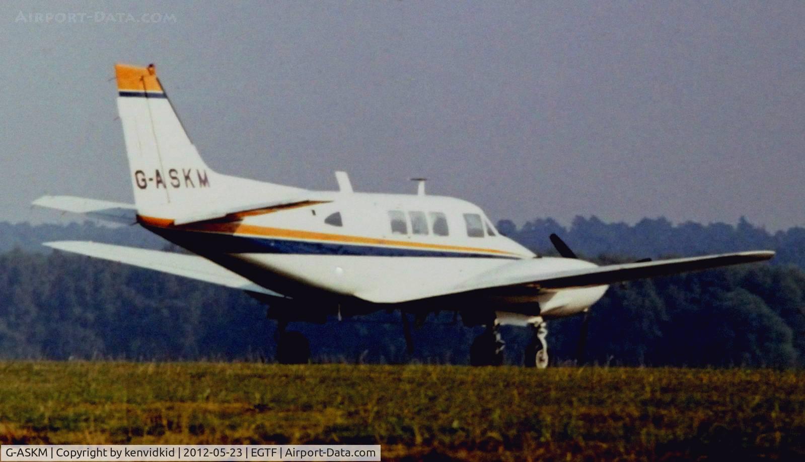 G-ASKM, 1963 Beech 65-80 Queen Air C/N LD-116, At Fairoaks in the mid 1970's.
Copied from slide.
