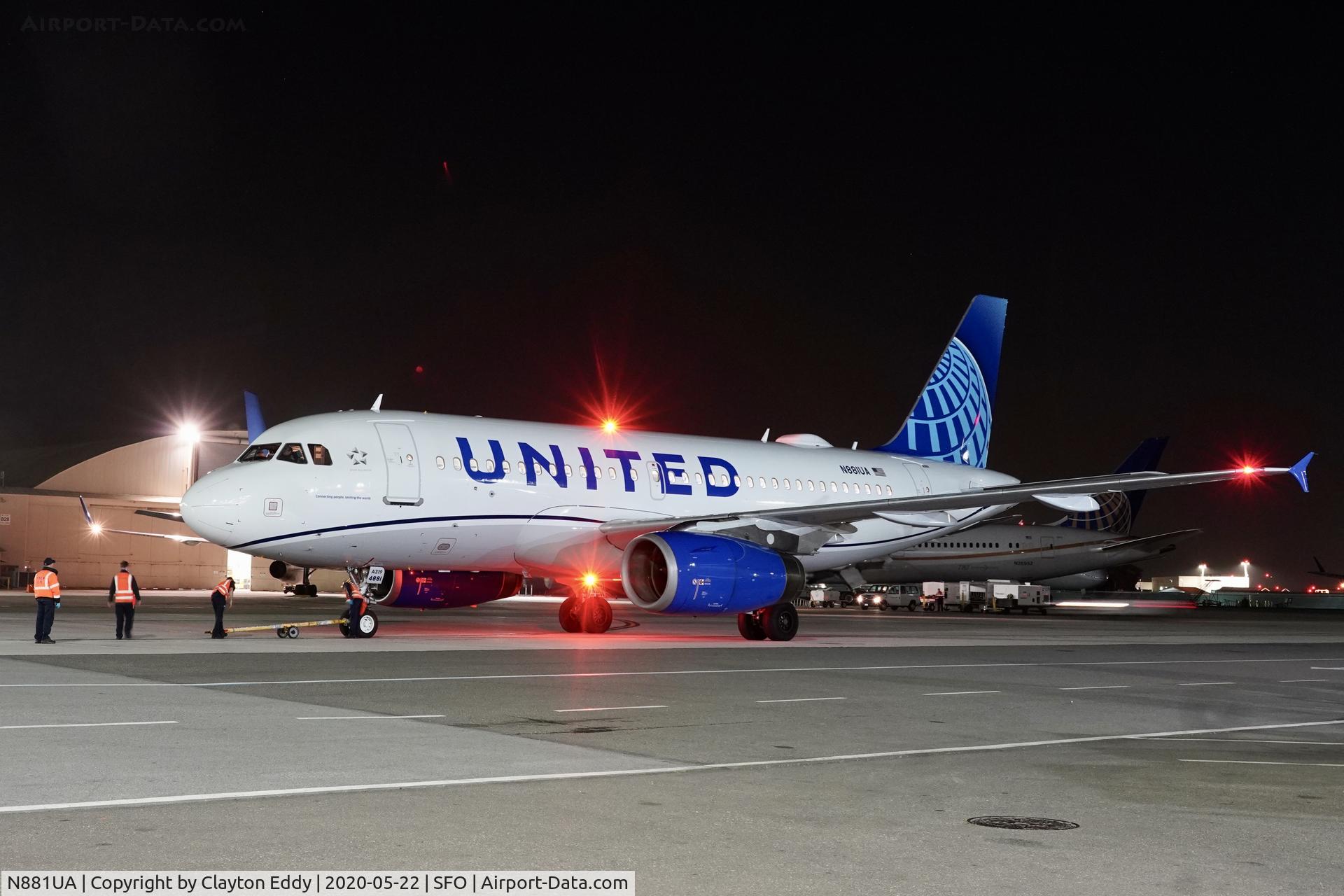 N881UA, 2005 Airbus A319-132 C/N 2435, ex China Southern Airlines SFO 2020.