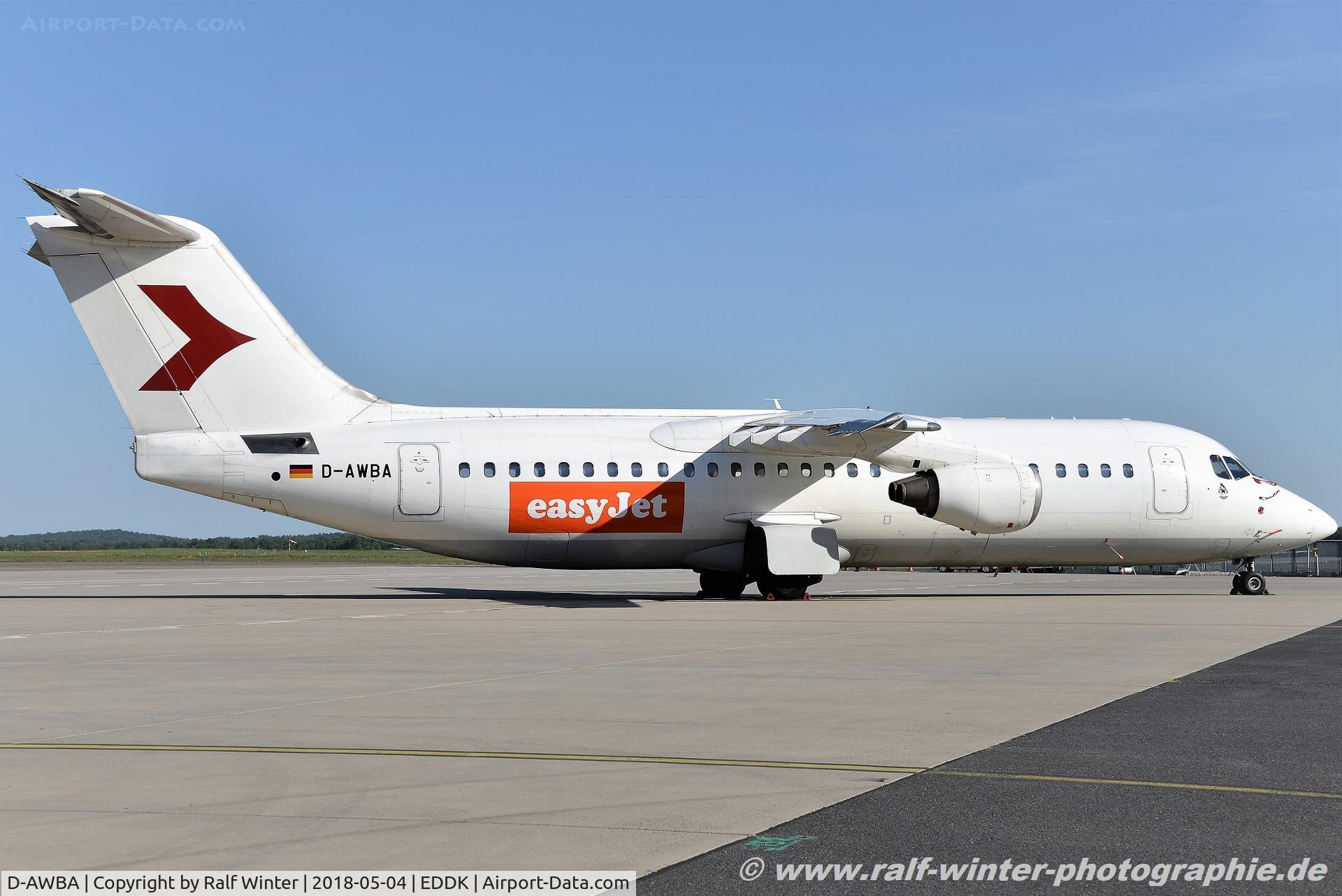 D-AWBA, 1989 British Aerospace BAe.146-300 C/N E3134, British Aerospace BAe 146-300 - WL WDL WDL Aviation Zeitfracht Logo 'easyJet' - E3134 - D-AWBA - 04.05.2018 - CGN
