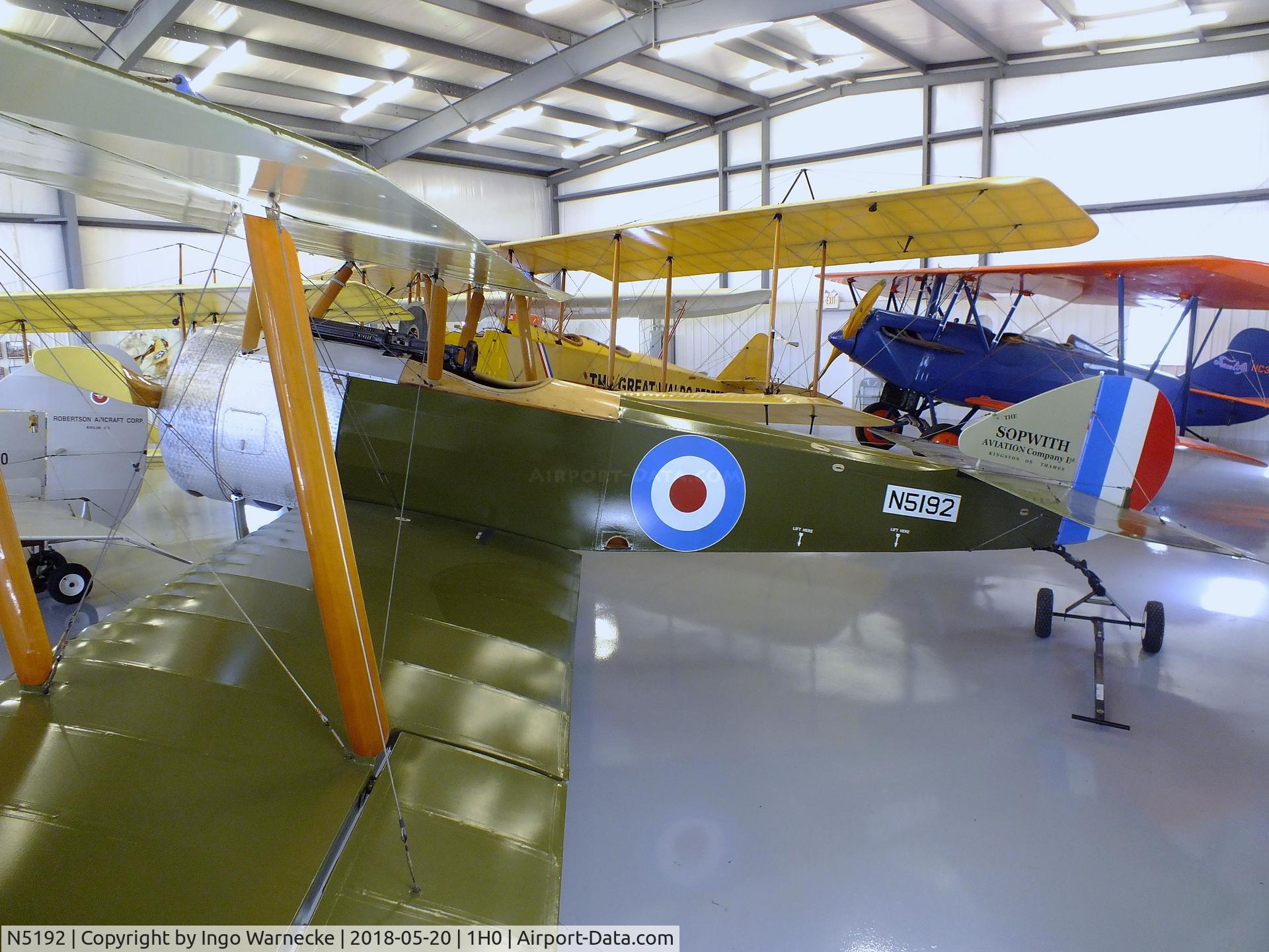 N5192, 1968 Sopwith Pup Replica C/N 01, Sopwith Pup replica at the Aircraft Restoration Museum at Creve Coeur airfield, Maryland Heights MO