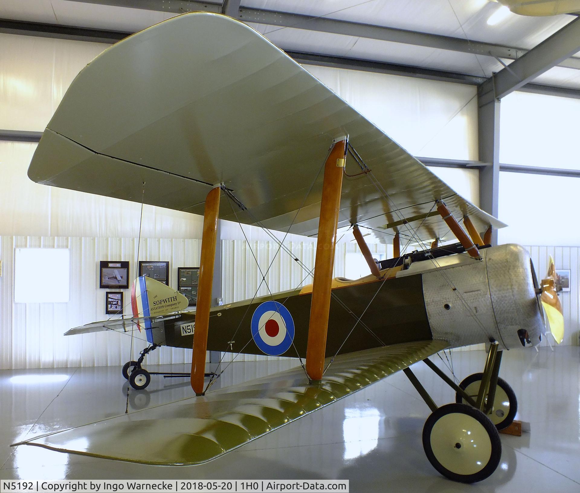 N5192, 1968 Sopwith Pup Replica C/N 01, Sopwith Pup replica at the Aircraft Restoration Museum at Creve Coeur airfield, Maryland Heights MO