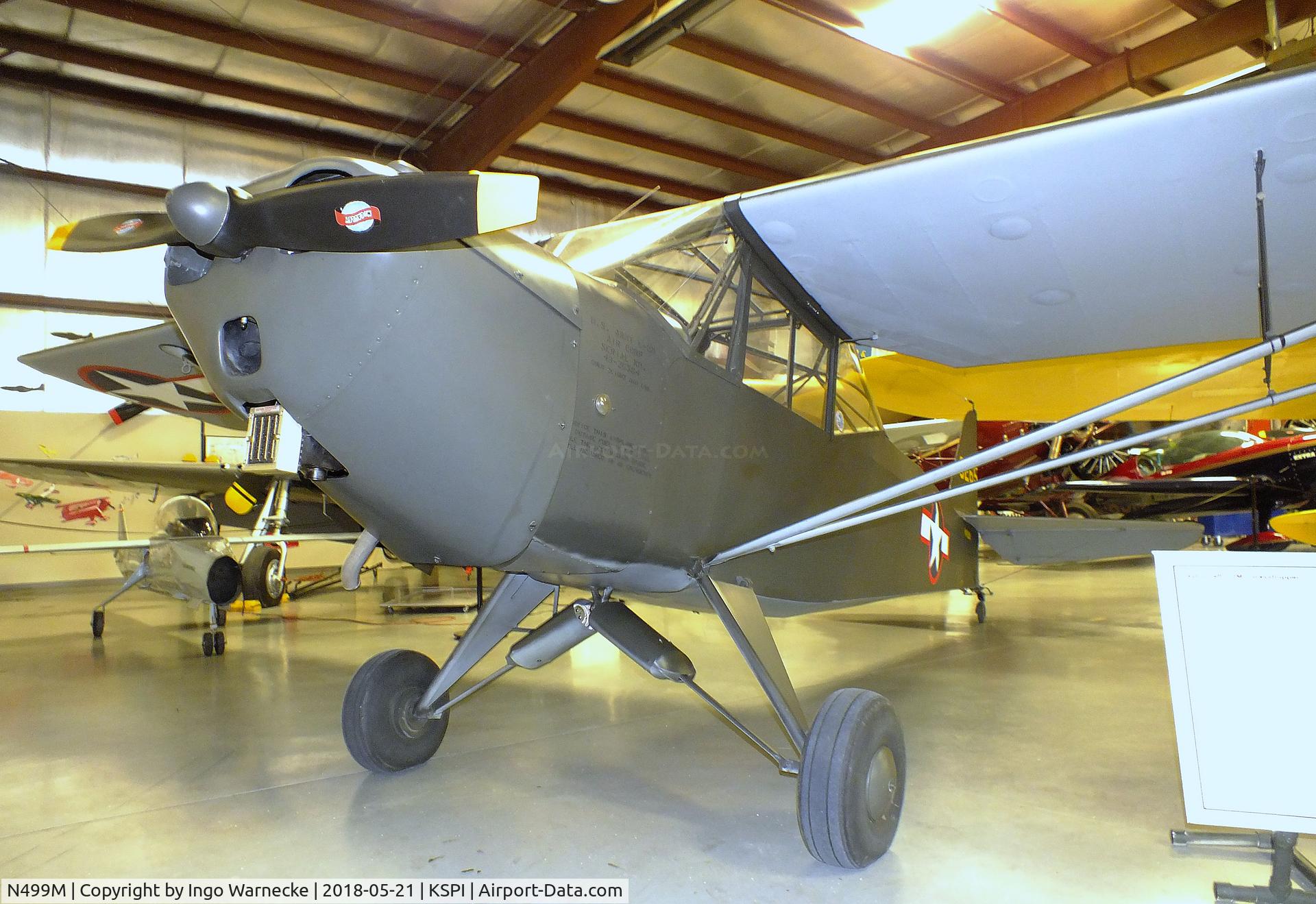 N499M, 1943 Taylorcraft DCO-65 C/N L5258, Taylorcraft L-2 Grashopper /DCO-65 at the Air Combat Museum, Springfield IL