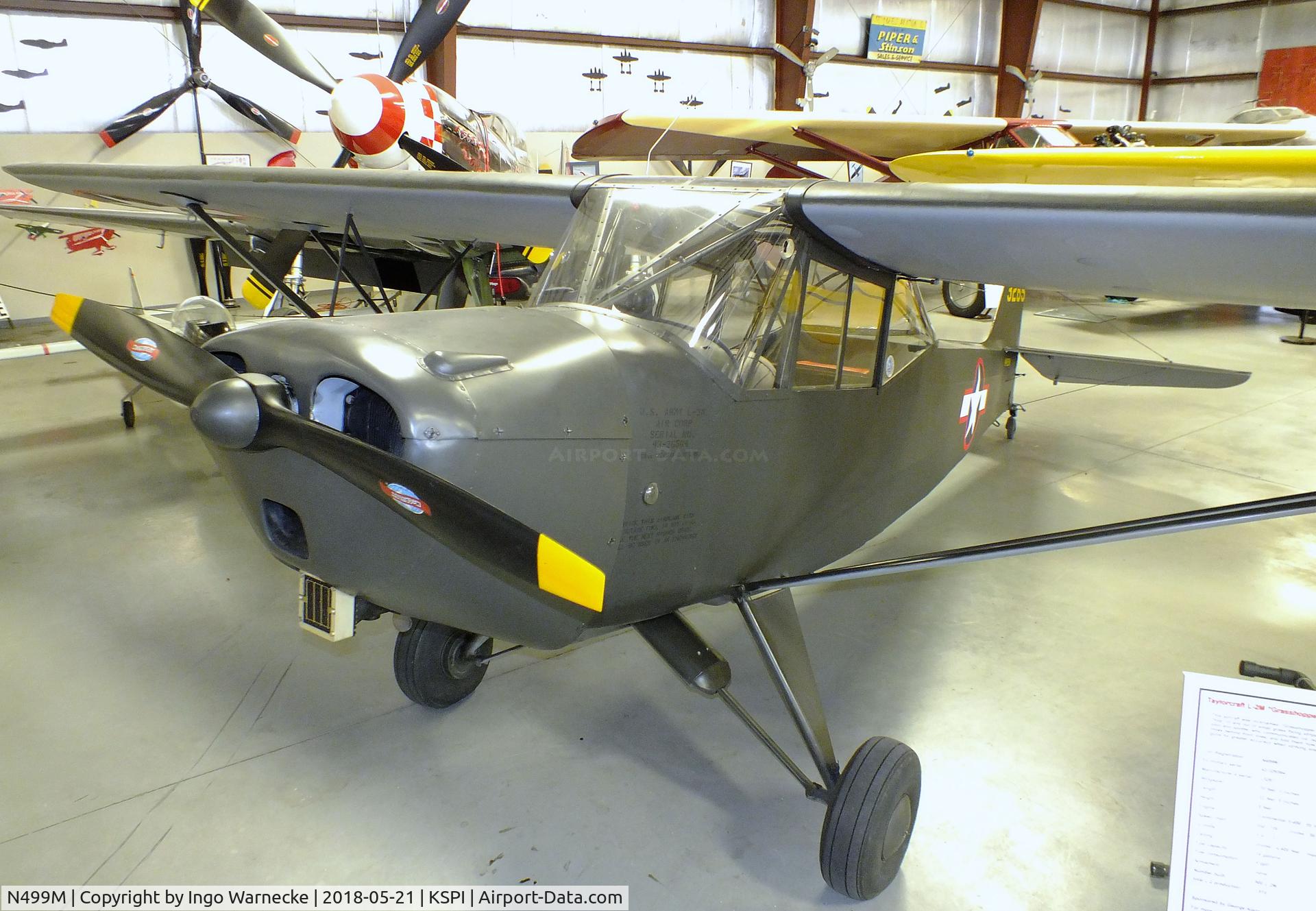 N499M, 1943 Taylorcraft DCO-65 C/N L5258, Taylorcraft L-2 Grashopper /DCO-65 at the Air Combat Museum, Springfield IL