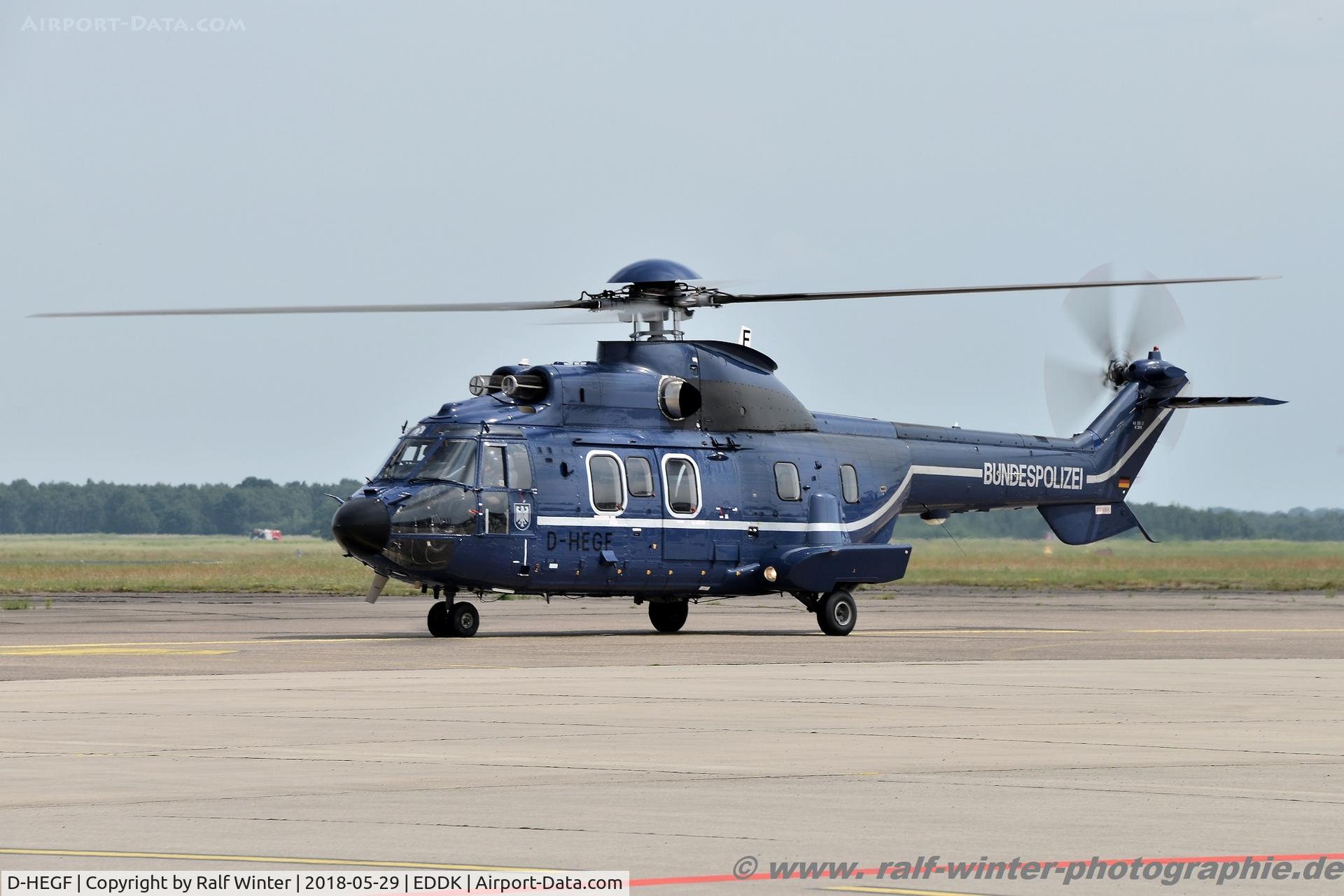 D-HEGF, Aérospatiale AS-332L-1 Super Puma C/N 2016, Aerospatiale AS 332L1 Super Puma - BPO Bundespolizei - 2016 - DHEGF - 29.05.2018 - CGN