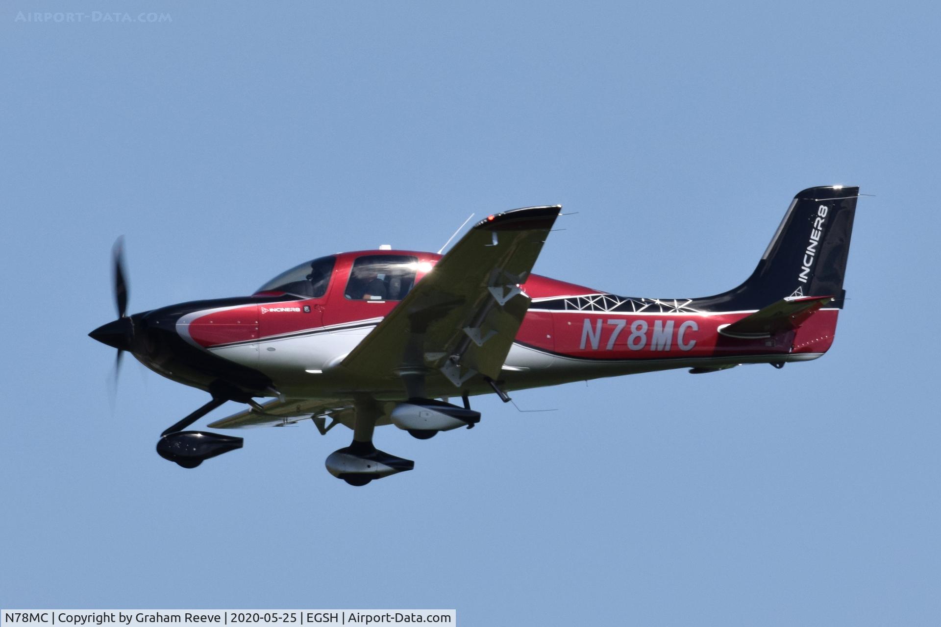 N78MC, 2019 Cirrus SR-22 C/N 4754, Landing at Norwich.