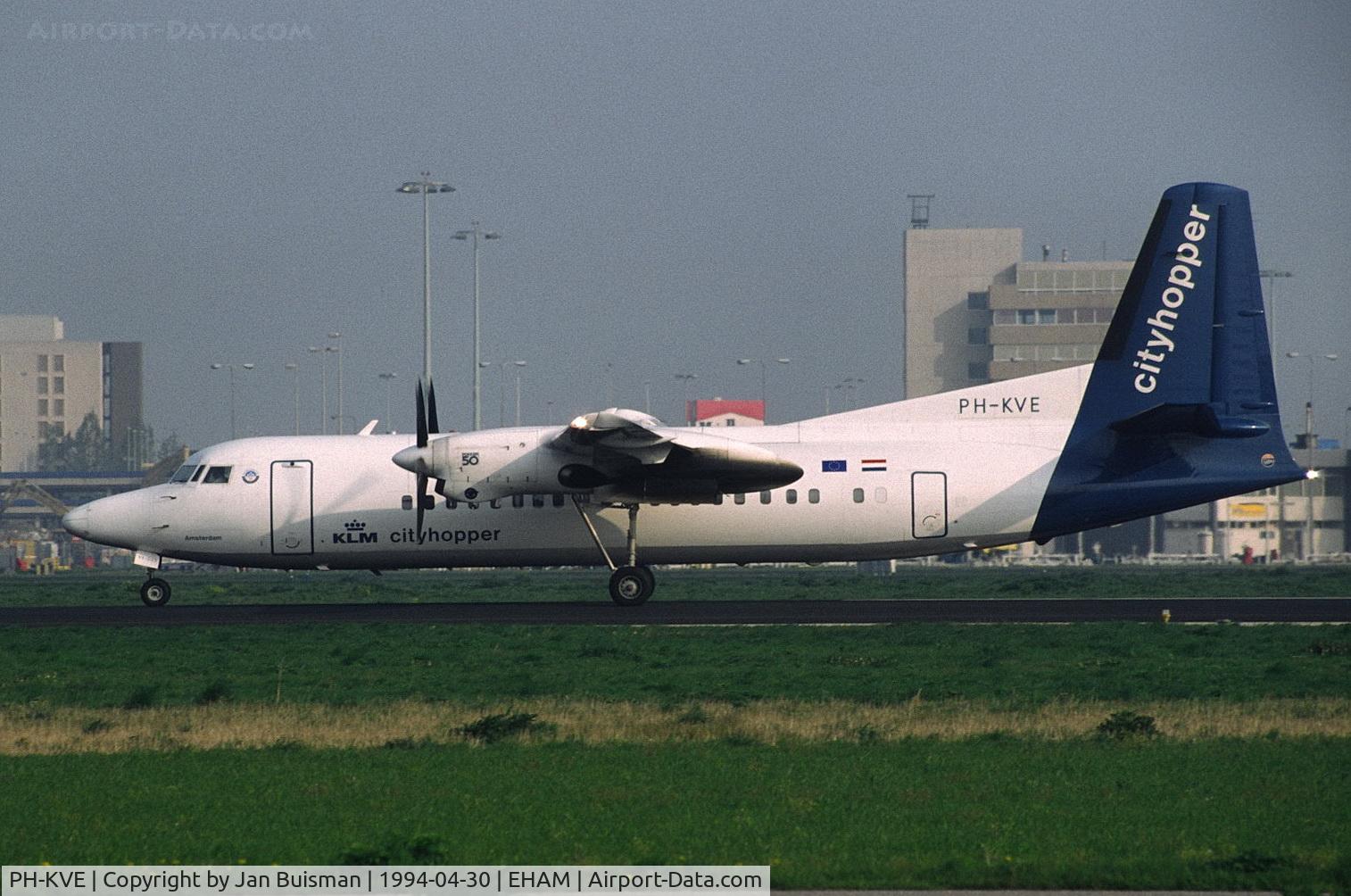 PH-KVE, 1990 Fokker 50 C/N 20206, KLM cityhopper