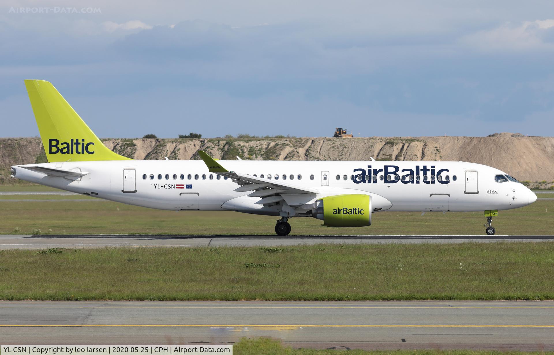 YL-CSN, 2018 Airbus A220-300 C/N 55043, Copenhagen 25.5.2020