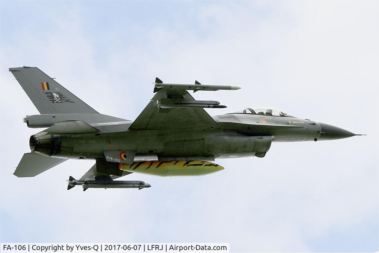 FA-106, SABCA F-16AM Fighting Falcon C/N 6H-106, SABCA F-16AM Fighting Falcon, Take off rwy 26, Landivisiau Naval Air Base (LFRJ) Tiger Meet 2017