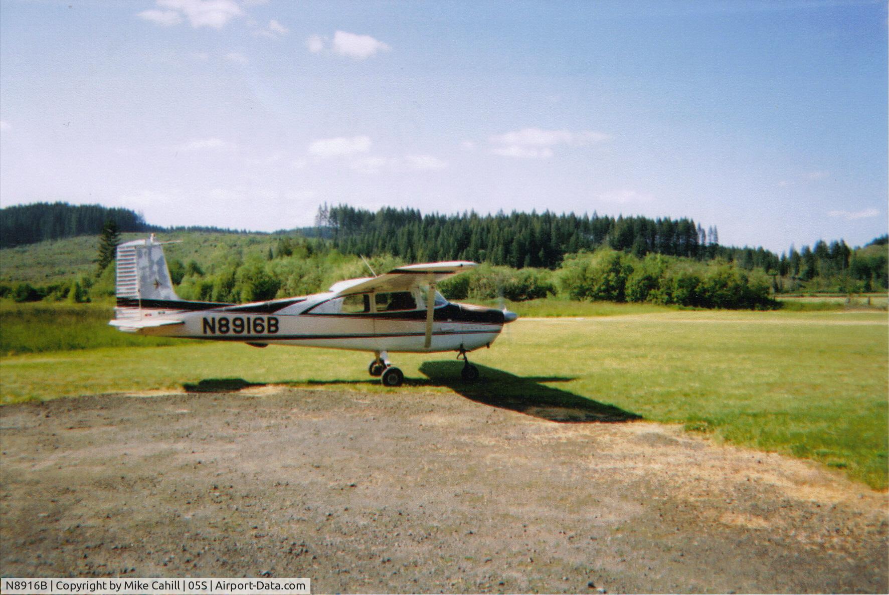 N8916B, 1958 Cessna 172 C/N 36716, April 2003 First flight after a month of A&P work at Vernonia, OR field. She flew well. She had sat on the field for a few years w/o being flown. Great help from Airport Manager Mike Seager.