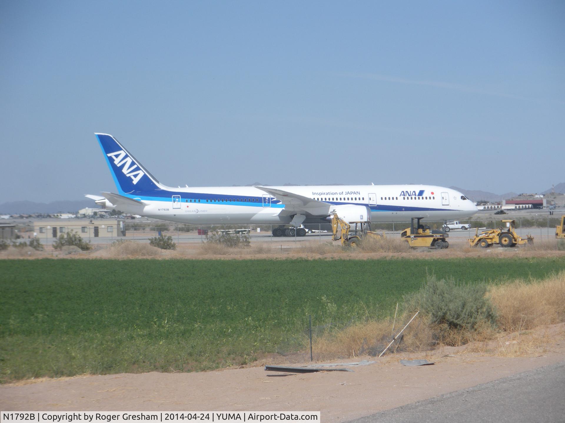N1792B, 2014 Boeing 787-9 Dreamliner Dreamliner C/N 34522, N1792B Boeing 787_8 Dreamliner sitting on ramp at Yuma Intl. Airport Yuma Arizona