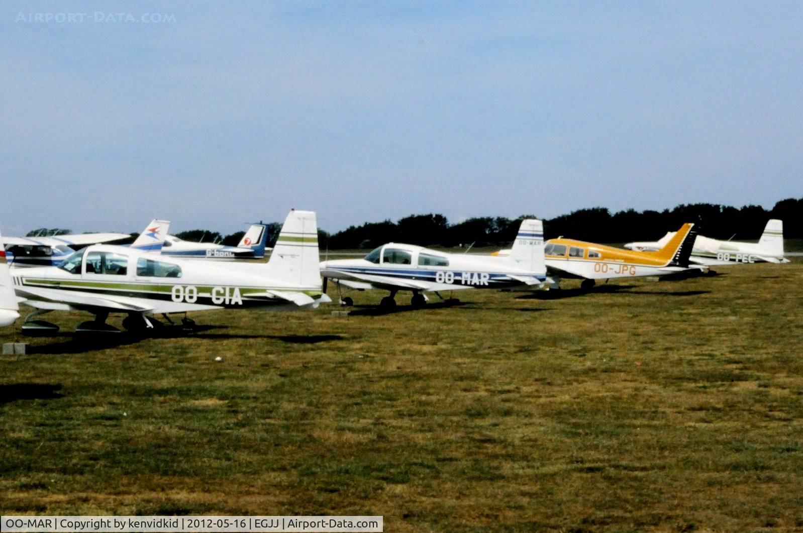 OO-MAR, 1973 Grumman American AA-5 Traveler C/N AA5-0424, At Jersey airport early 1970's.
Scanned from slide.