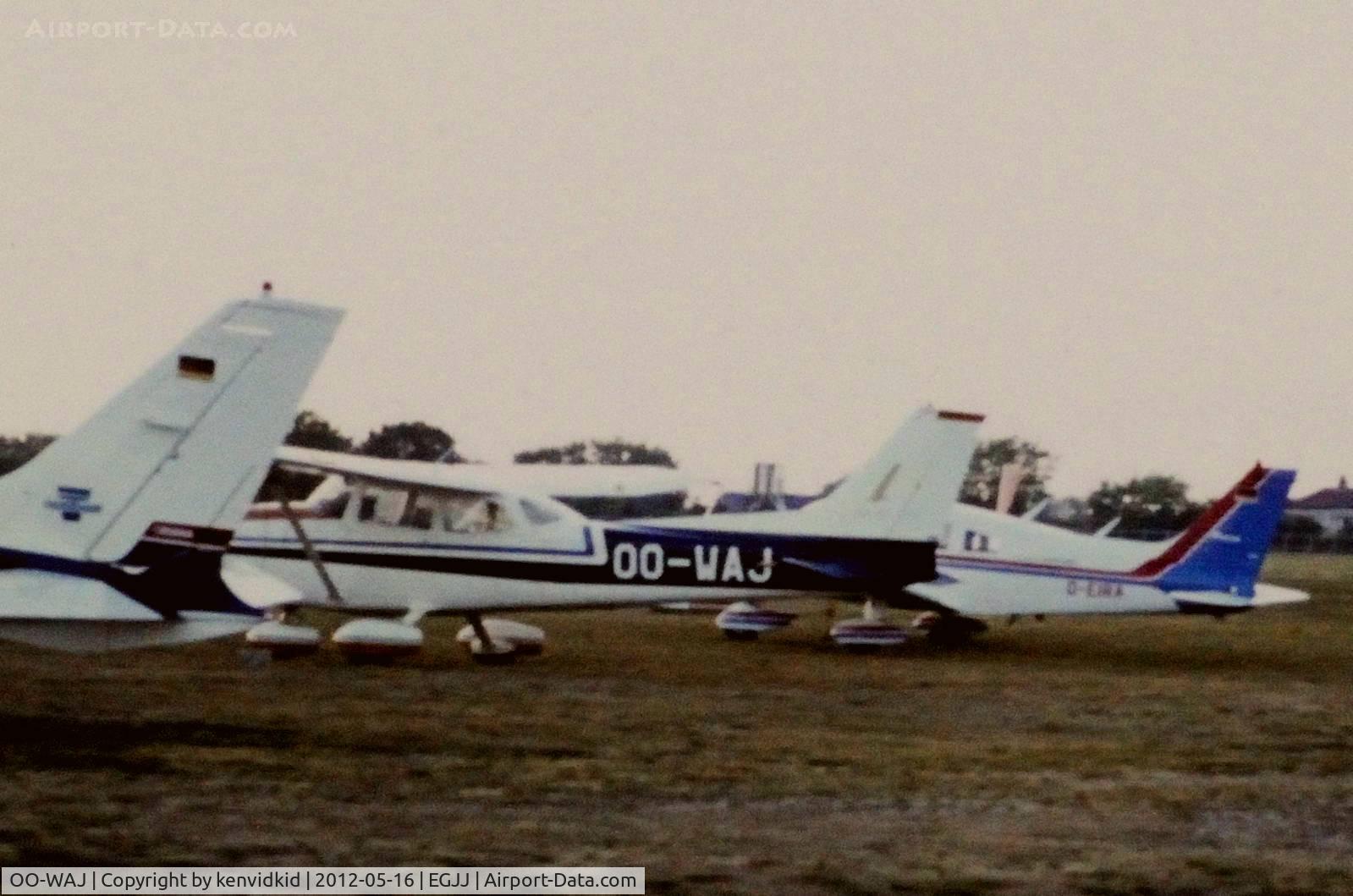 OO-WAJ, 1974 Reims F172M Skyhawk Skyhawk C/N 1196, At Jersey airport early 1970's.
Scanned from slide.