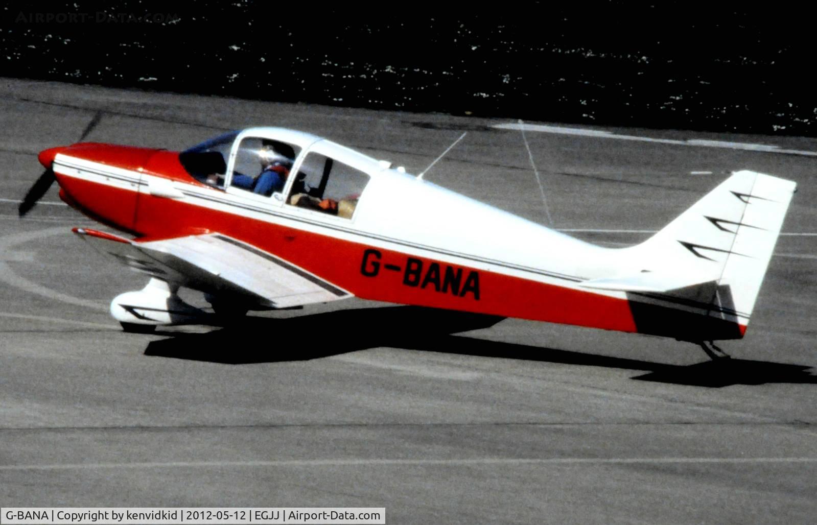 G-BANA, 1967 CEA Jodel DR-221 Dauphin C/N 73, At Jersey airport early 1970's.
Scanned from slide.