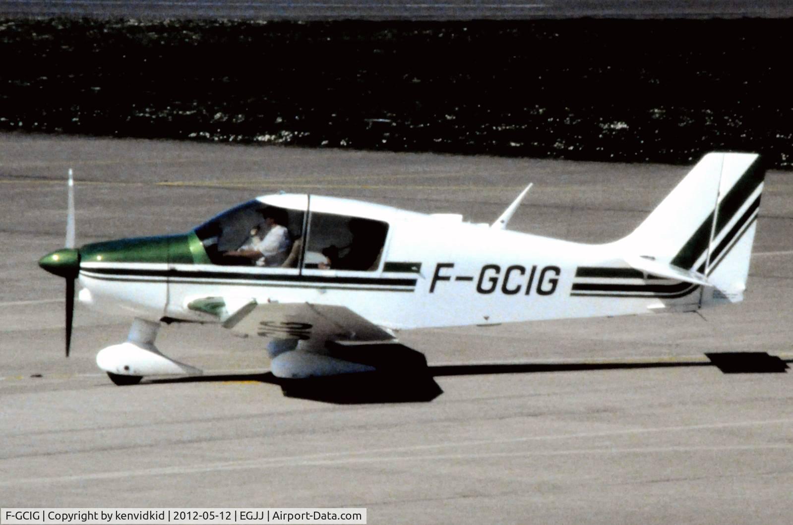 F-GCIG, Robin DR-400-180 Regent Regent C/N 1453, At Jersey airport early 1970's.
Scanned from slide.
