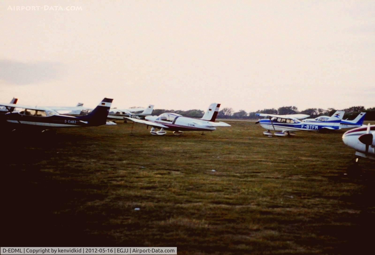 D-EDML, Socata MS-893E Rallye 180GT C/N 12183, At Jersey airport early 1970's.
Scanned from slide.