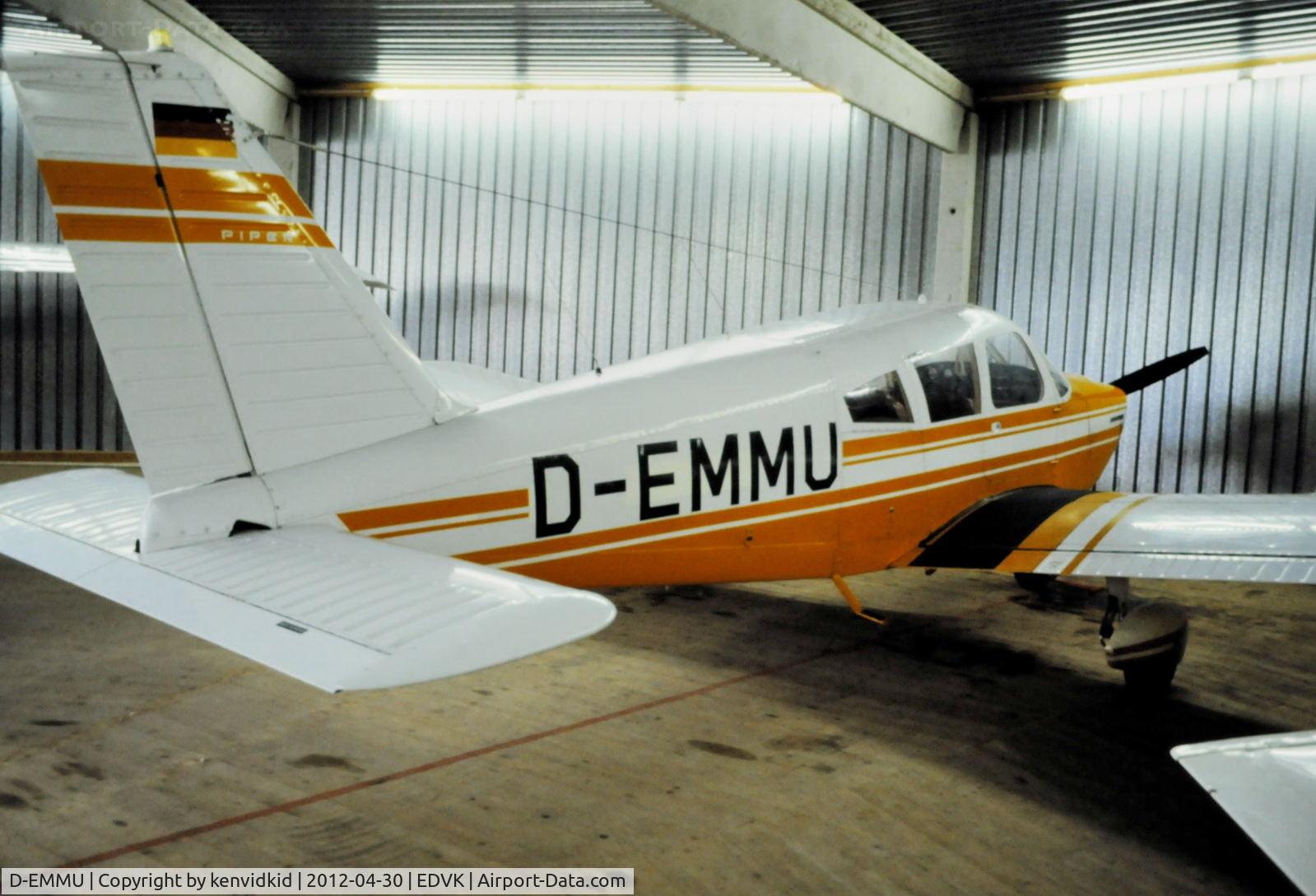 D-EMMU, Piper PA-28-180 Cherokee F C/N 28-7105056, At Kassel Calden early 1980's.
Scanned from slide.
