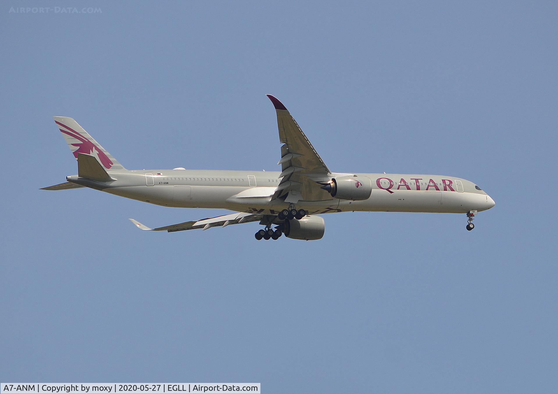 A7-ANM, 2019 Airbus A350-1041 C/N 350, Airbus A350-1041 on finals to 9R London Heathrow.