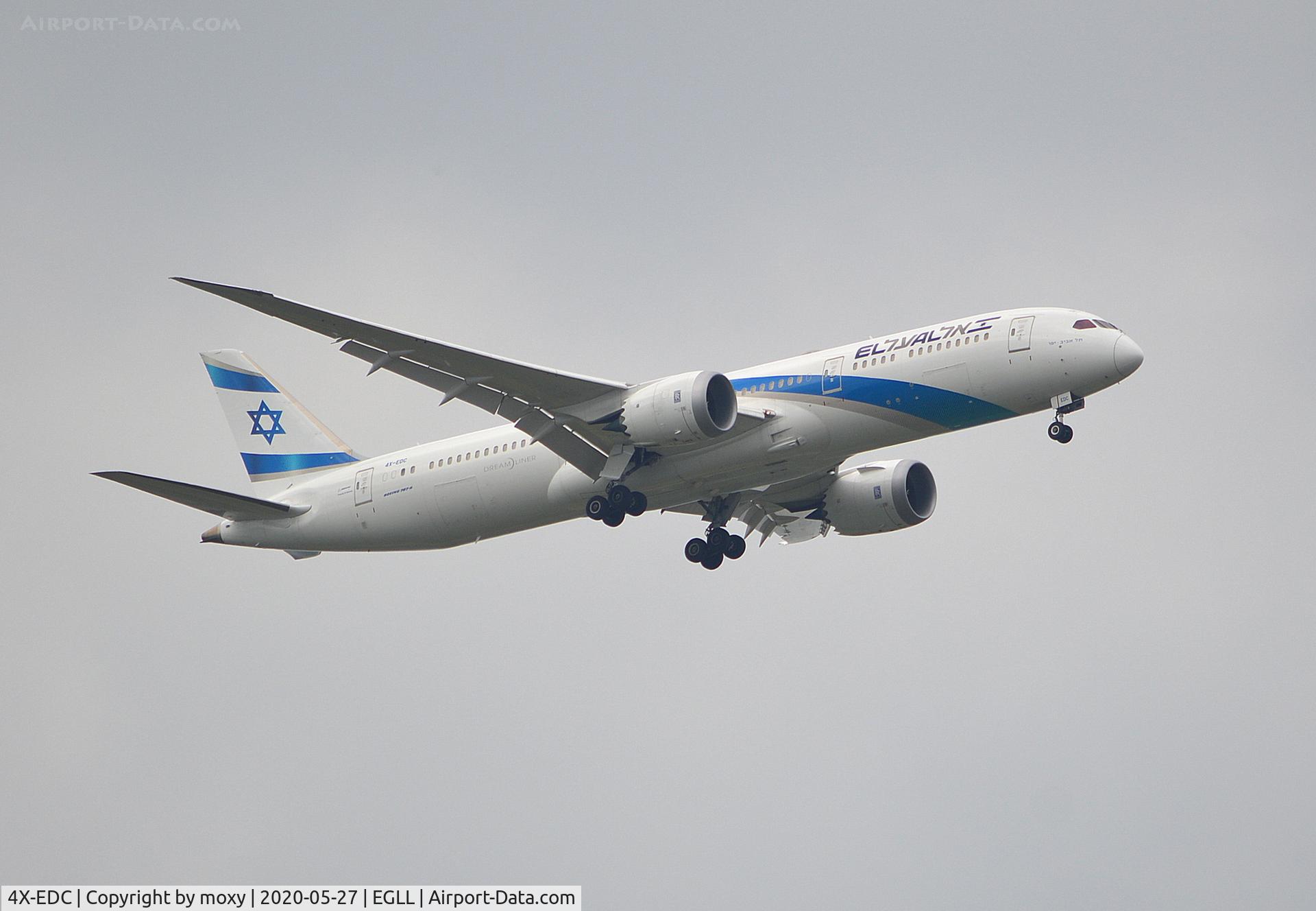 4X-EDC, 2018 Boeing 787-9 Dreamliner C/N 38086, Boeing 787-9 Dreamliner on finals to 9R London Heathrow.