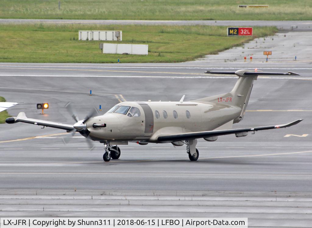 LX-JFR, 2010 Pilatus PC-12/47E C/N 1233, Taxiing to the Genral Aviation area...