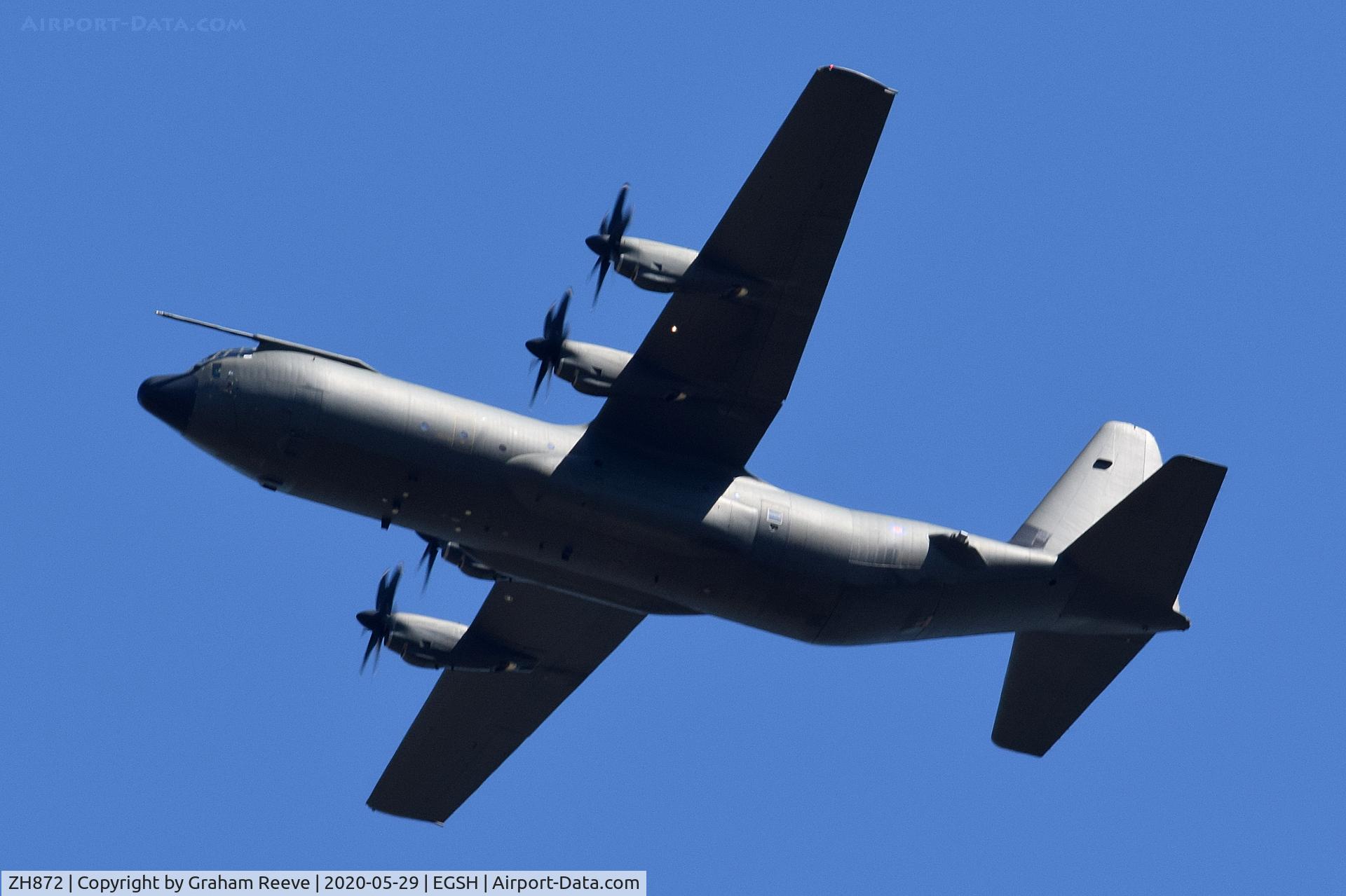 ZH872, 1997 Lockheed Martin C-130J-30 Hercules C.4 C/N 382-5456, Over head at Norwich.