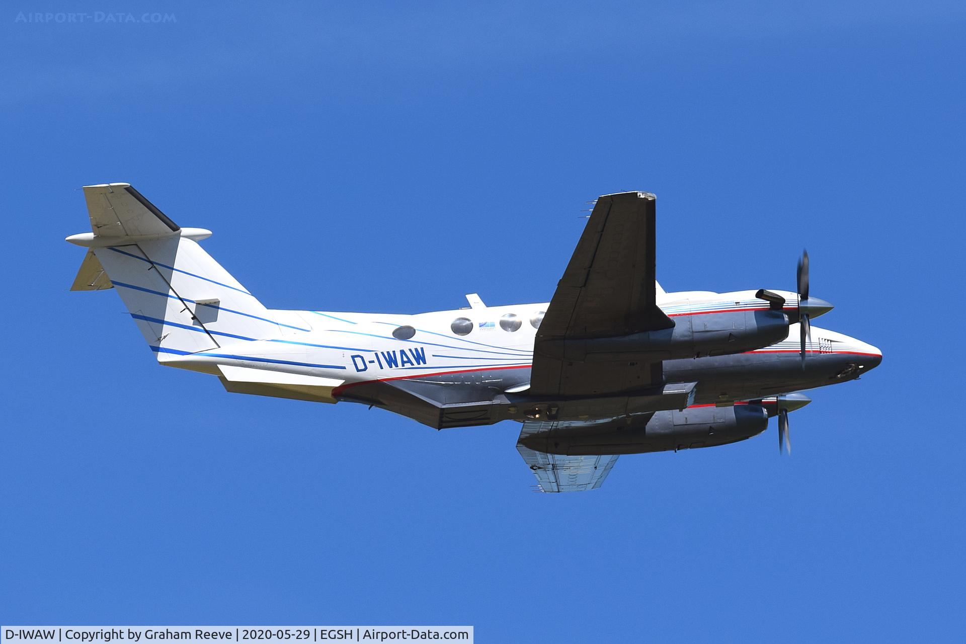 D-IWAW, 1974 Beech 200 Super King Air C/N BB-26, Departing from Norwich.
