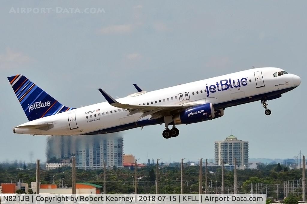 N821JB, 2012 Airbus A320-232 C/N 5417, Climbing our after departure