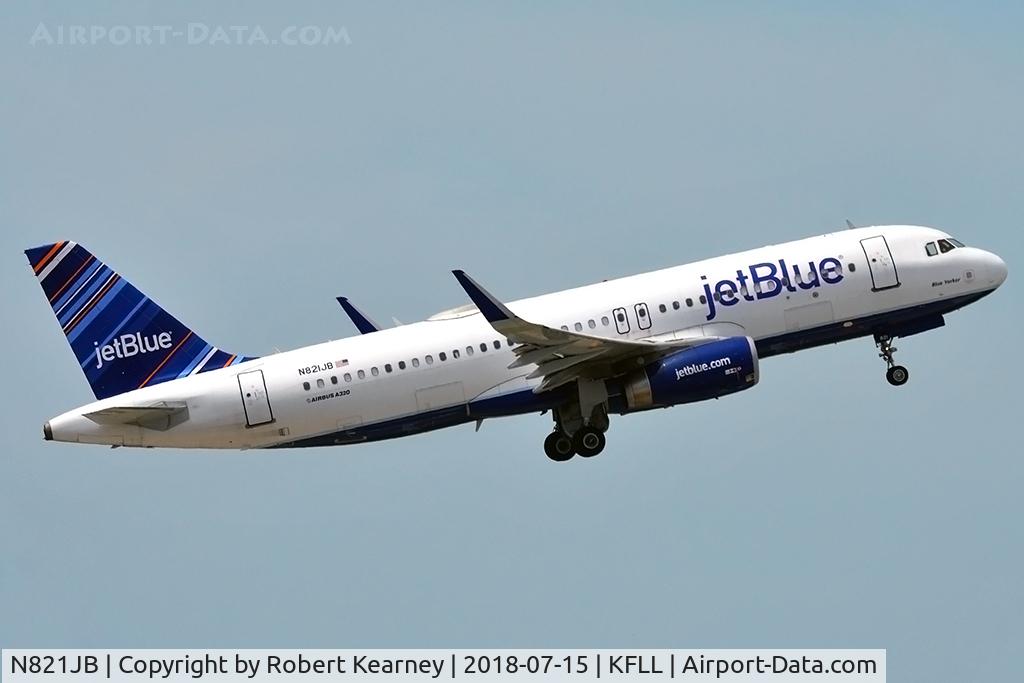 N821JB, 2012 Airbus A320-232 C/N 5417, Climbing out on departure
