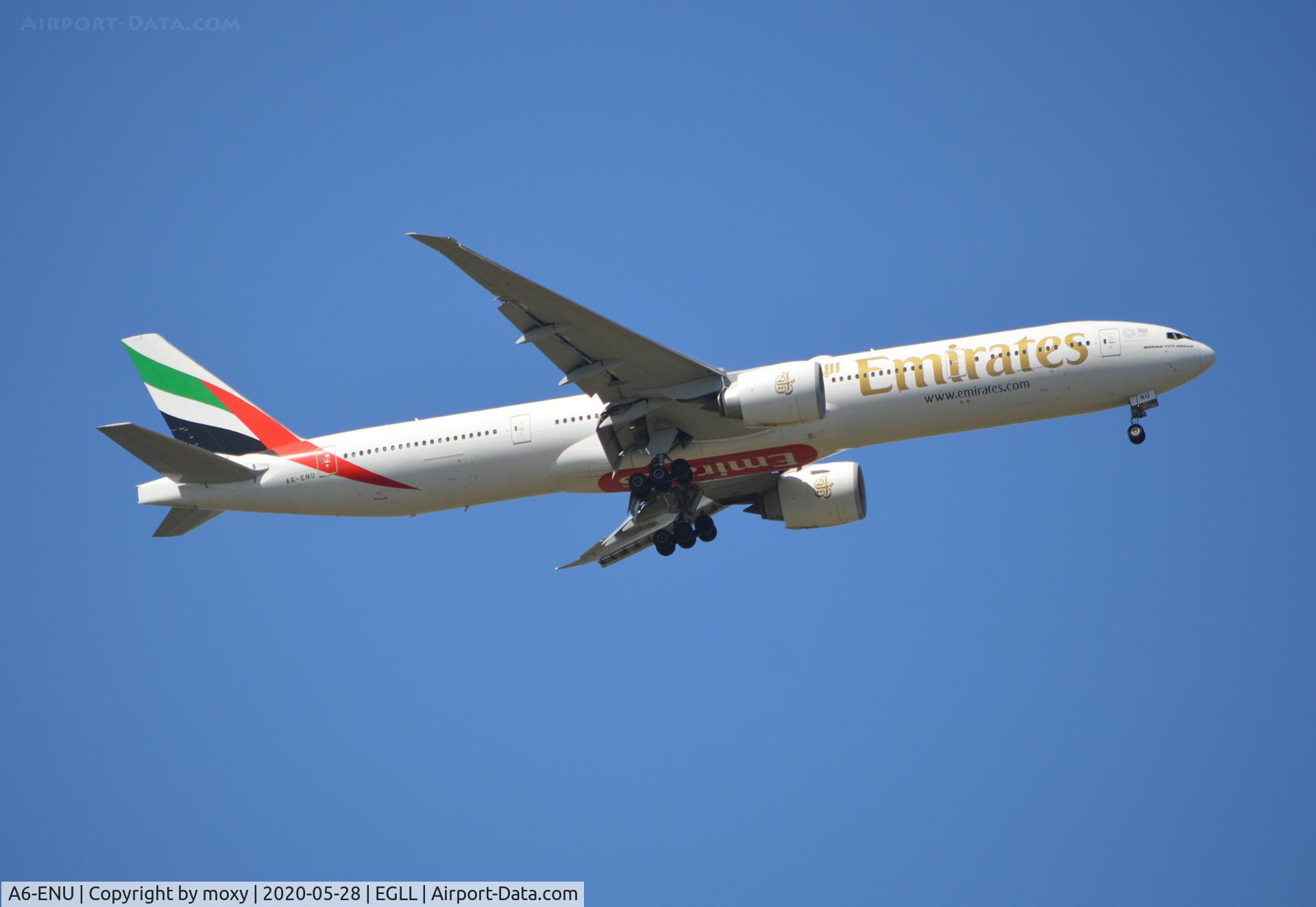 A6-ENU, 2014 Boeing 777-31H/ER C/N 41367, Boeing 777-31H/ER on finals to 9R London Heathrow.