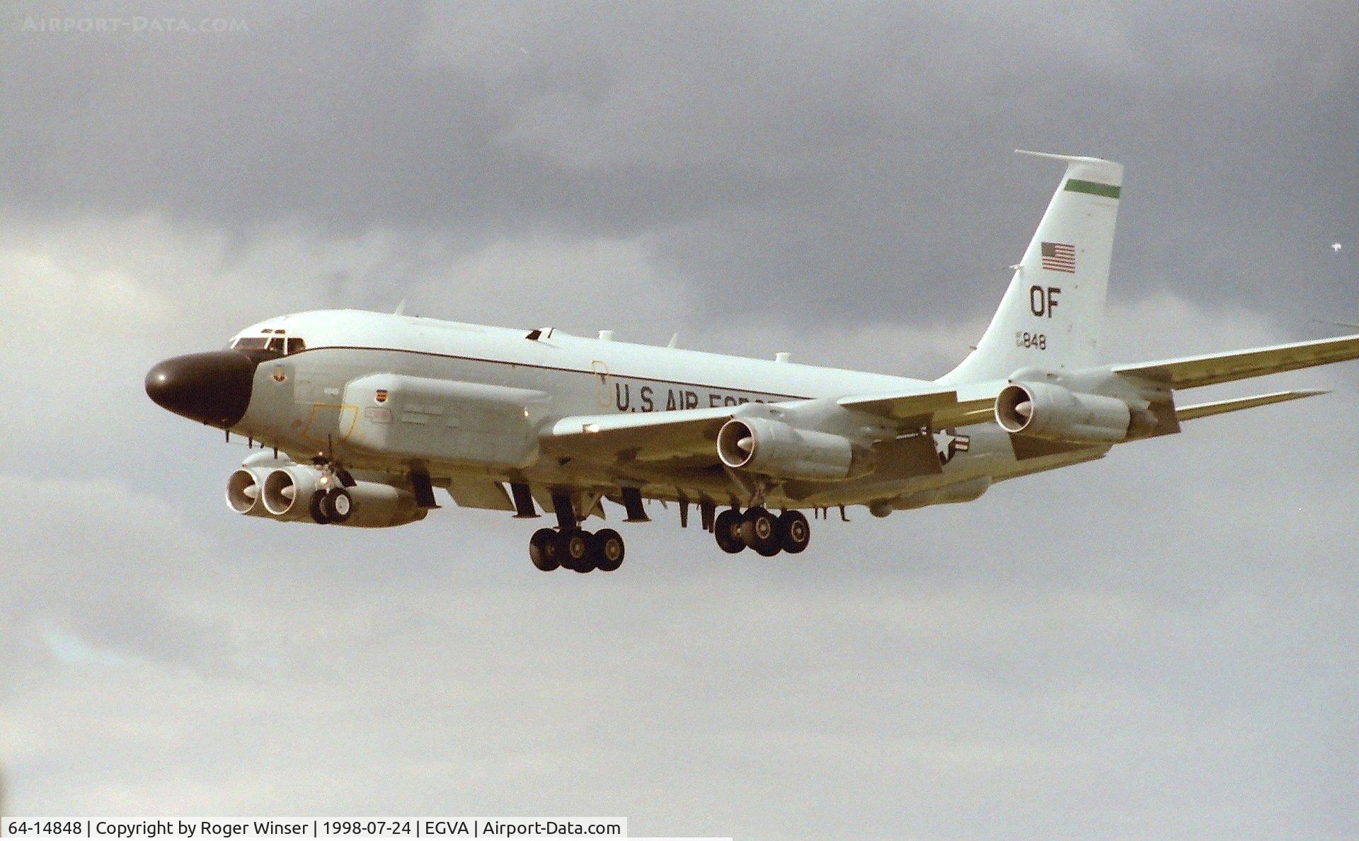 64-14848, 1964 Boeing RC-135V Rivet Joint C/N 18788, USAF Rivet Joint aircraft arriving at RIAT 1998.