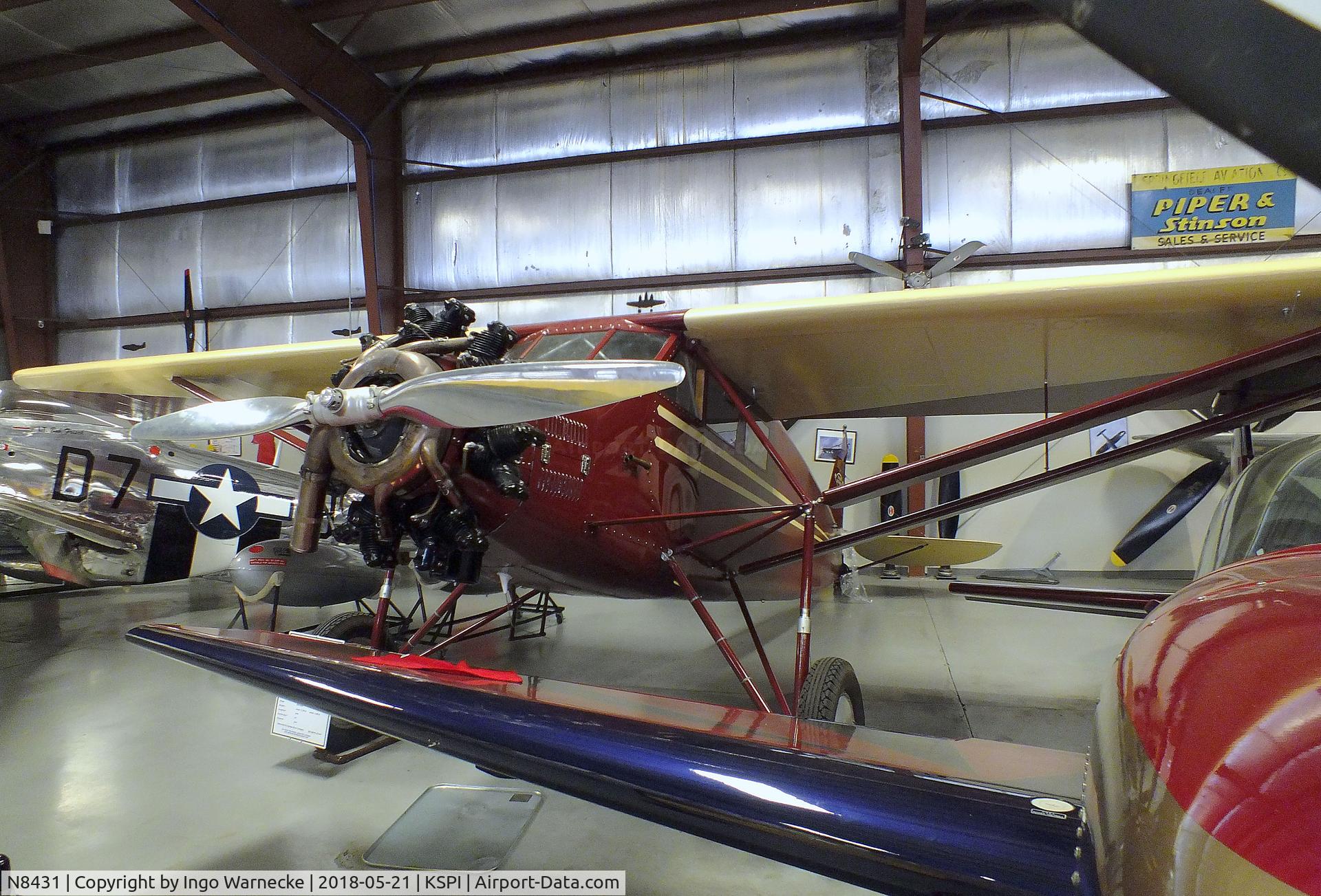 N8431, Stinson SM-2AA C/N 1051, Stinson SM-2AA Detroiter Junior at the Air Combat Museum, Springfield IL