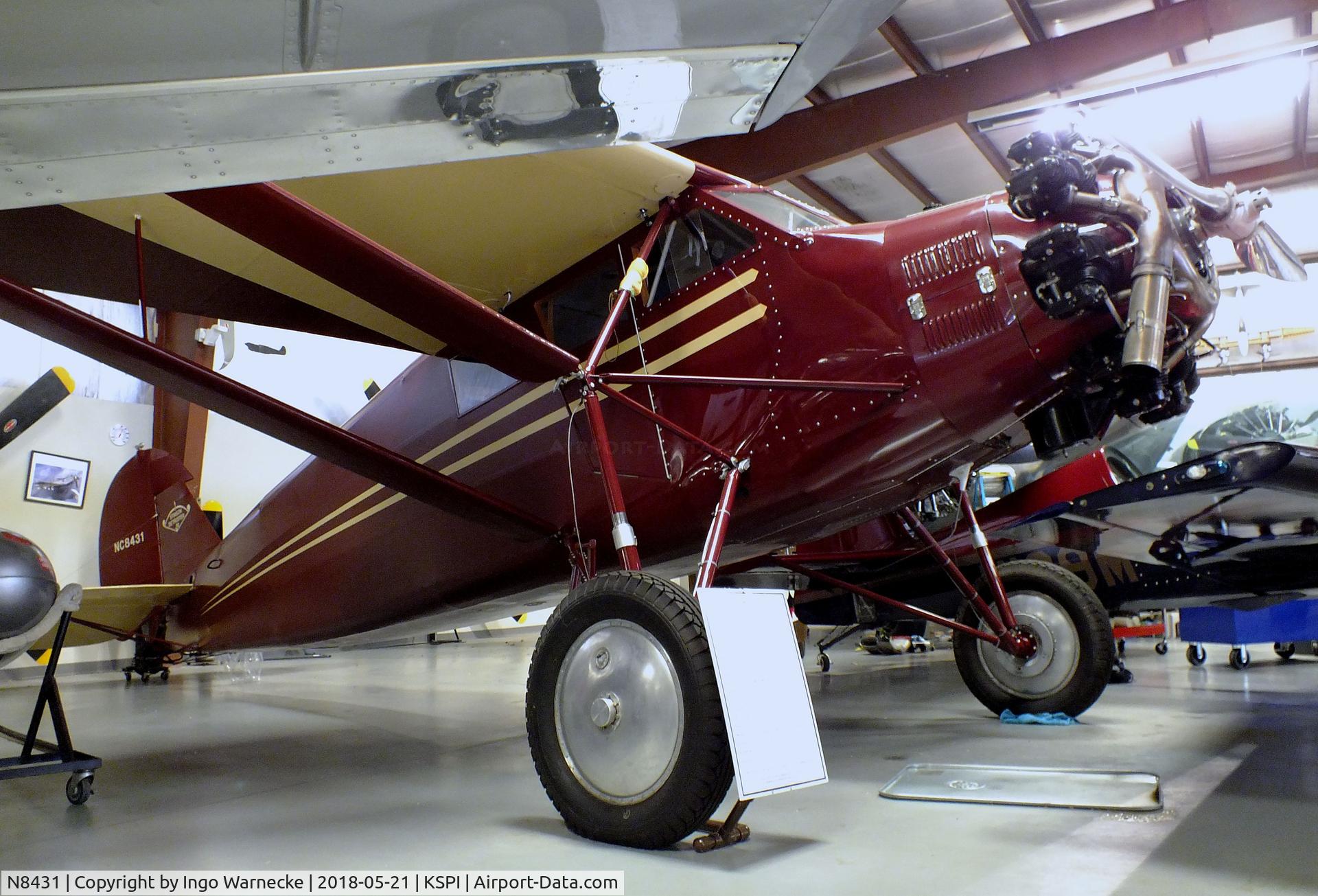 N8431, Stinson SM-2AA C/N 1051, Stinson SM-2AA Detroiter Junior at the Air Combat Museum, Springfield IL