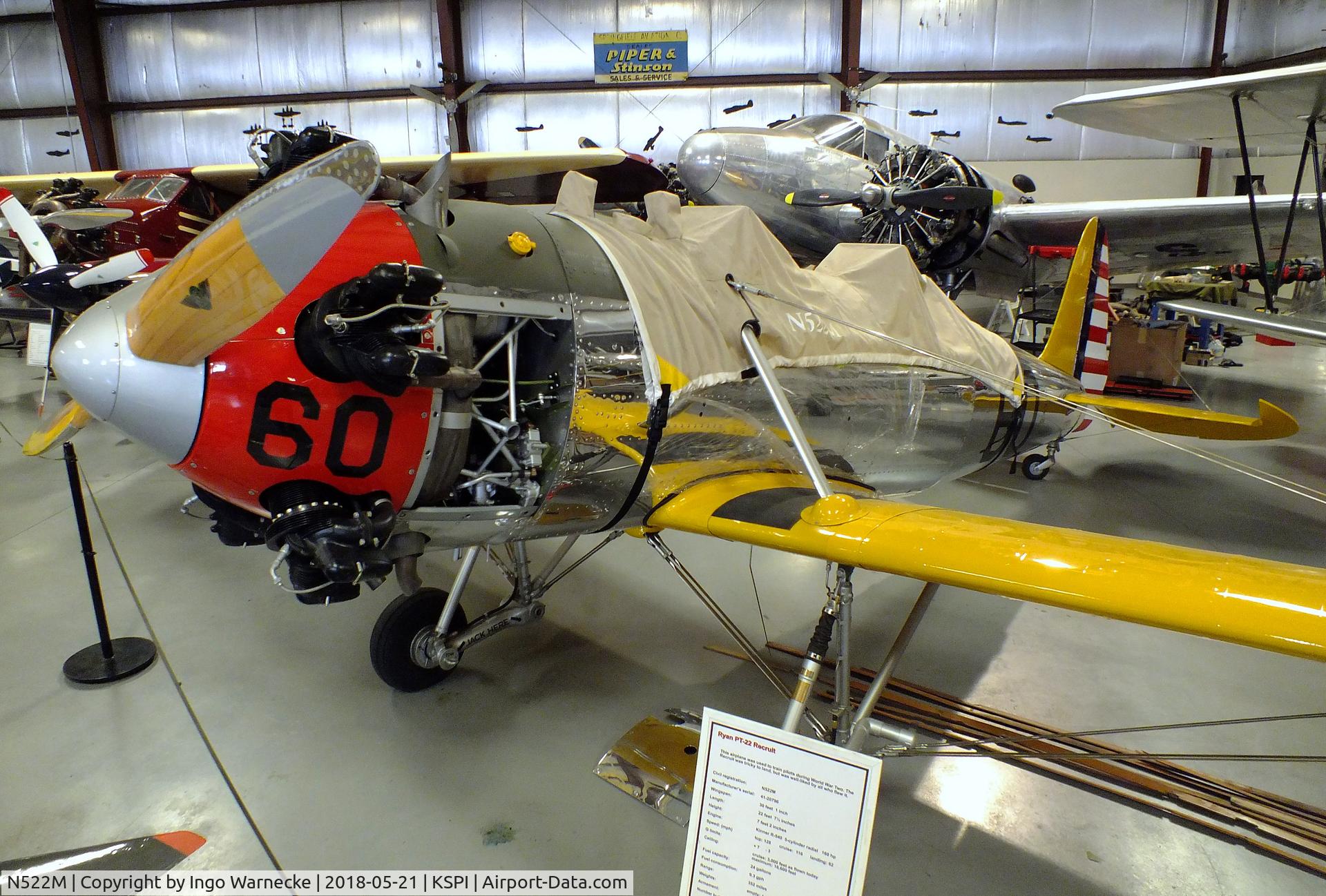 N522M, 1942 Ryan Aeronautical ST3KR C/N 2005, Ryan ST3KR (PT-22) at the Air Combat Museum, Springfield IL