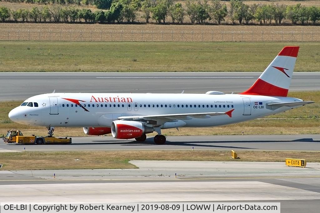 OE-LBI, 2003 Airbus A320-214 C/N 1937, Being towed to parking